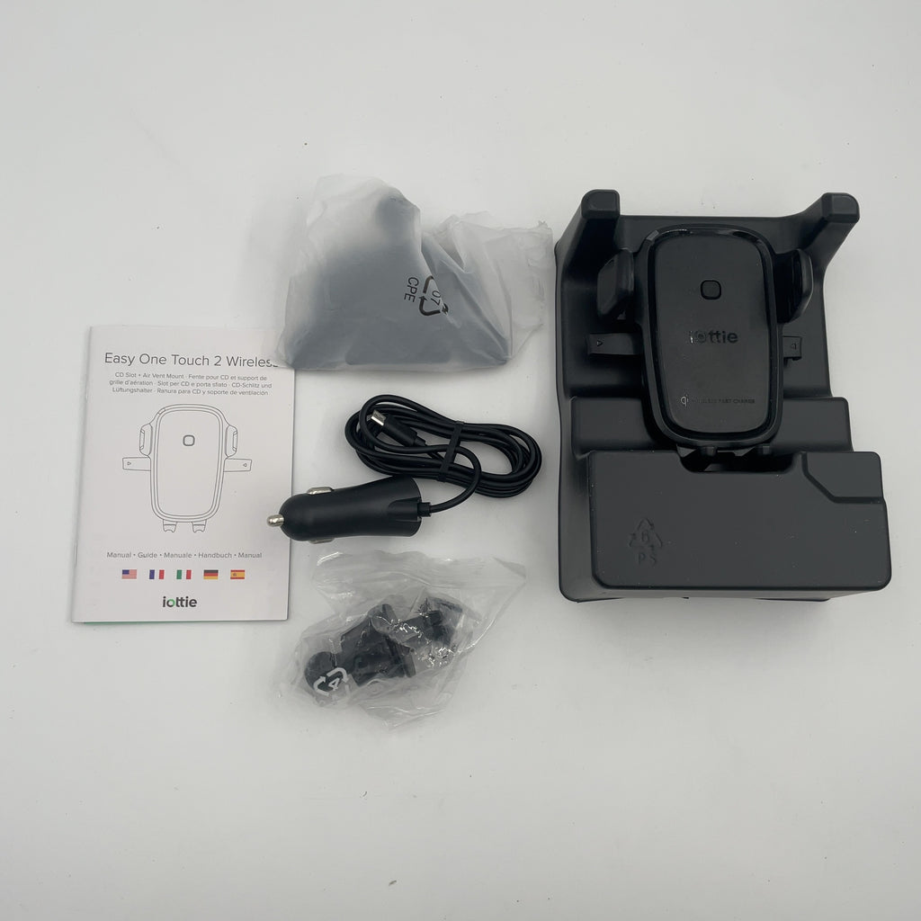 Iottie Easy One Touch Wireless 2 Air Vent/Cd With 10W Qi Wireless Charging Mount - Black: Car Phone Holder, Universal Electronics Model Compatibility