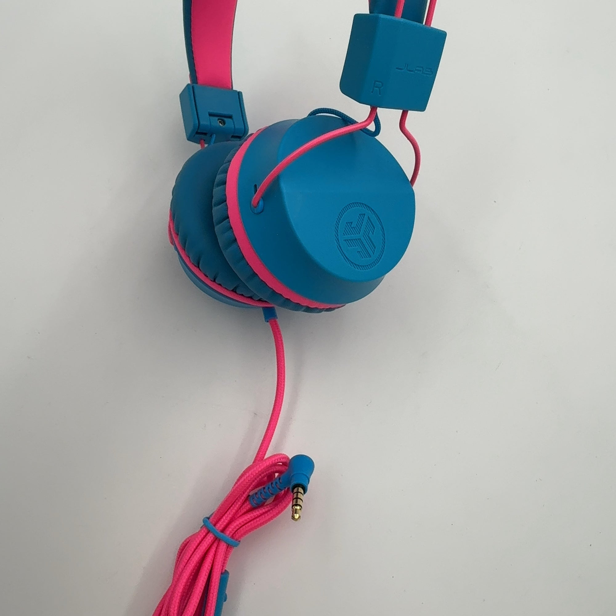 JLab JBuddies Studio On-Ear Kids Wired Headphones - Pink/Blue: Adjustable, Tangle-Resistant