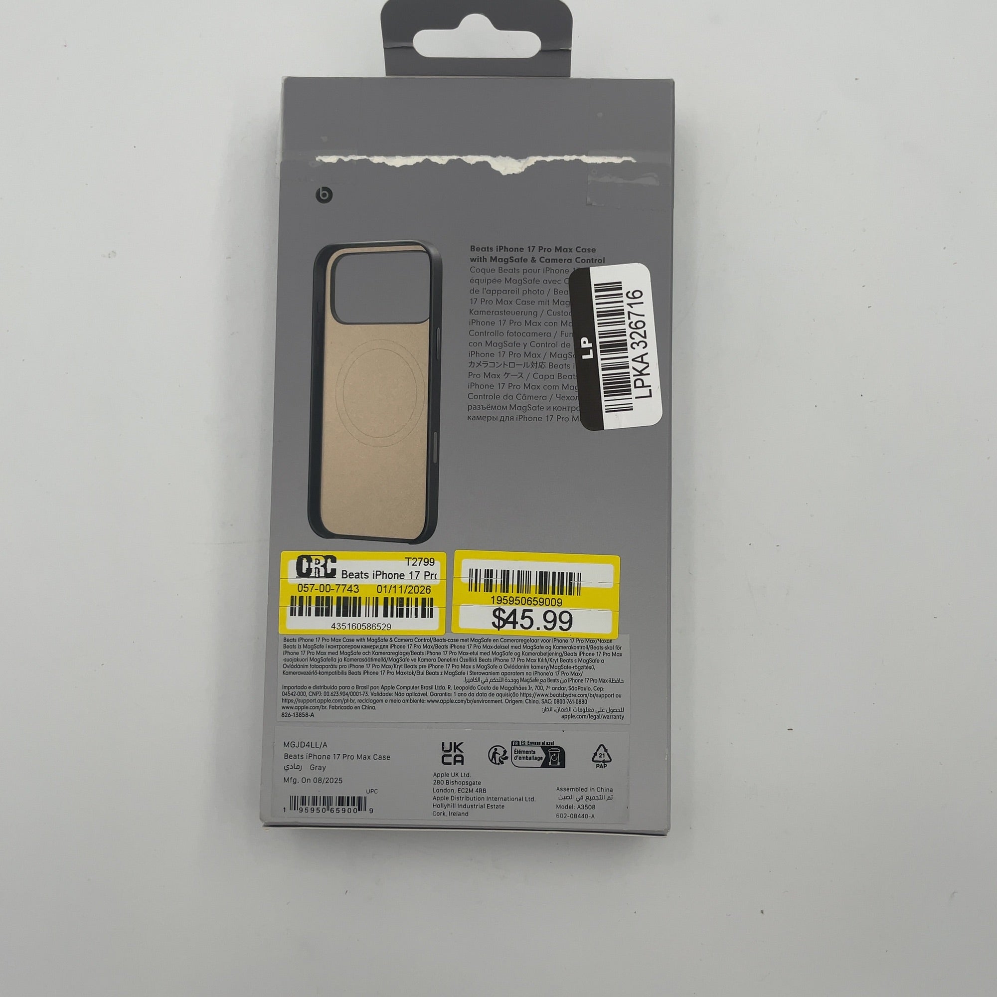 Beats iPhone 17 Pro Max Case with MagSafe and Camera Control — Granite Gray