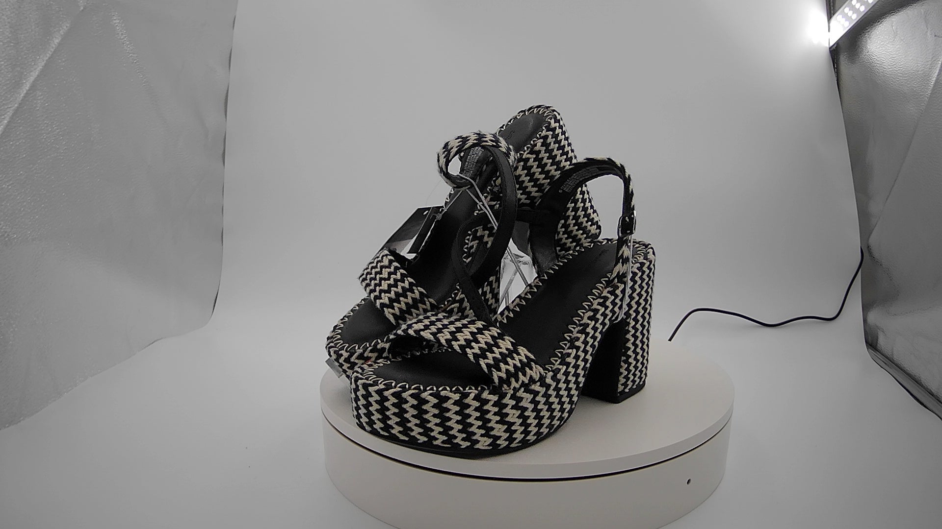 Women's Madeline Woven Platform Sandal Heels with Memory Foam Insole - Universal Thread Black 6: Ankle Strap, Block Heel