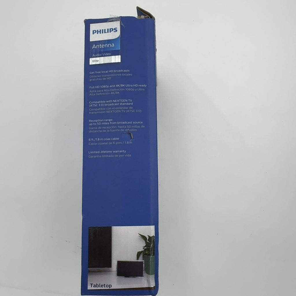 Philips Crystal Hd Indoor Amplified Tv Antenna With 6' Coaxial Cable – Black: Digital Signal, 50 Mile Range