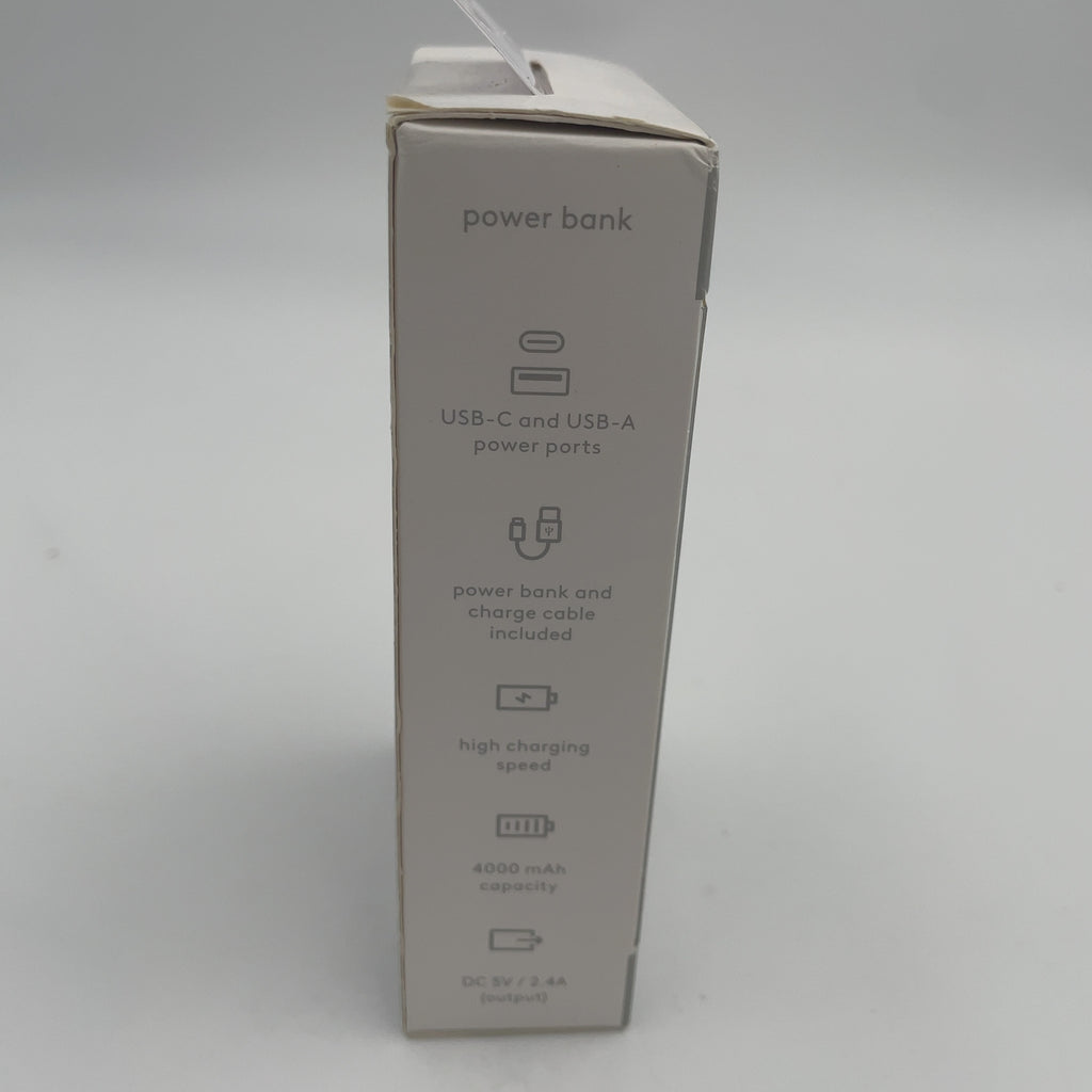 4000Mah Power Bank - Heyday White: Usb & Usb-C Compatible, 10.5W Output