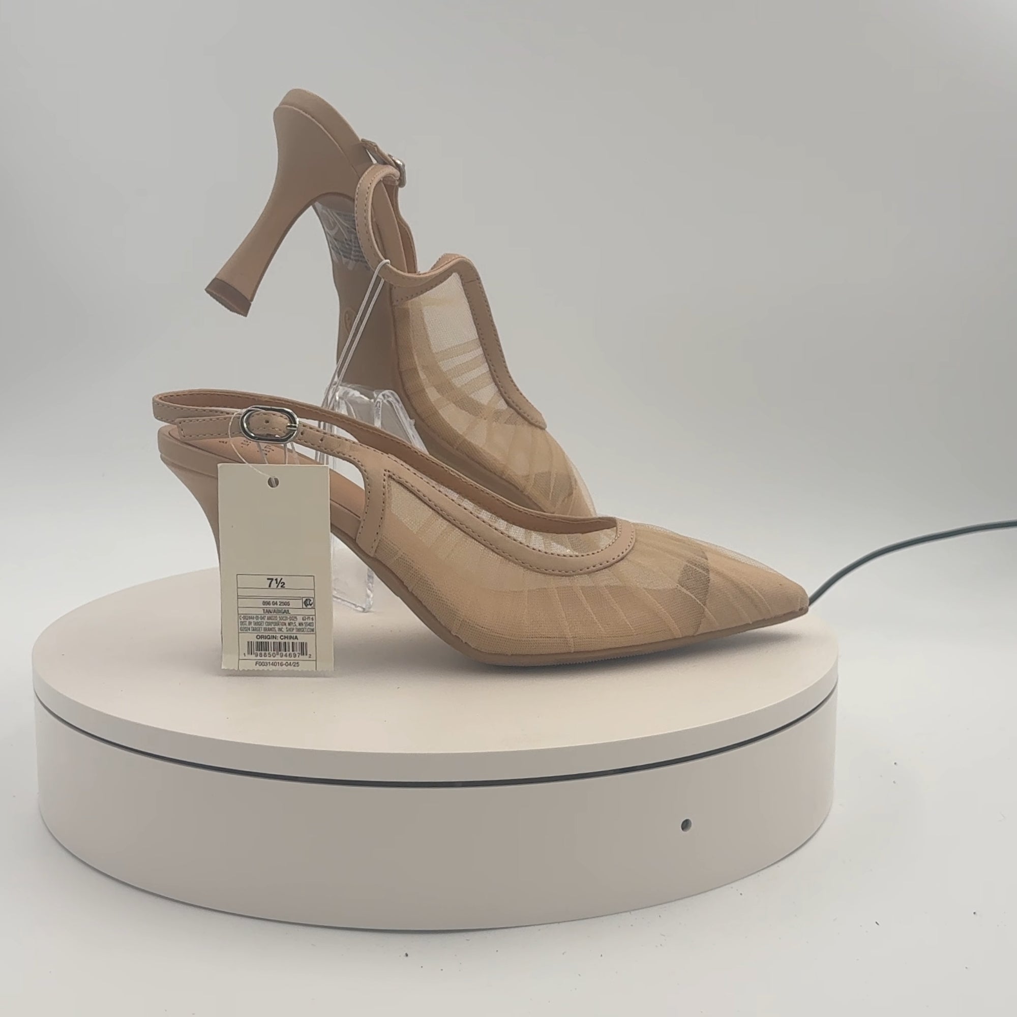 Women’s Abigail Pleated Mesh Sling Back Heels – A New Day Tan 7.5