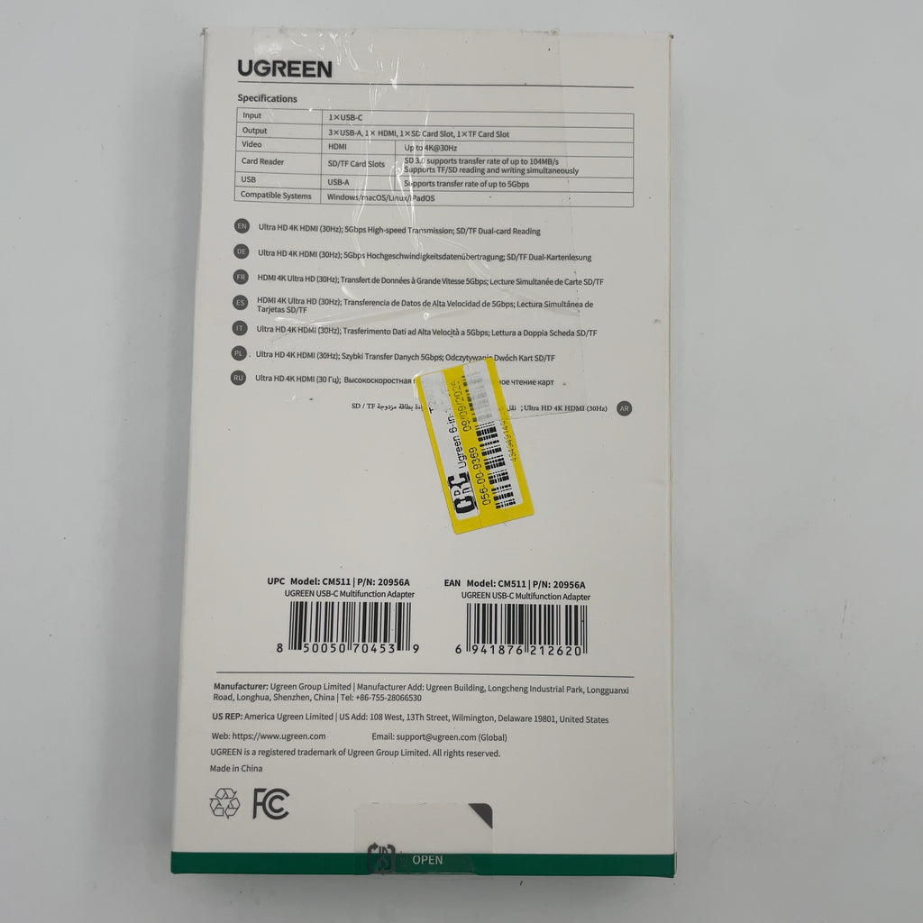 Ugreen 6-In-1 Type C To Hdmi +Usb 3.0*3 + Sd/Tf Converter: Cable Adapter, Usb-C To Hdmi