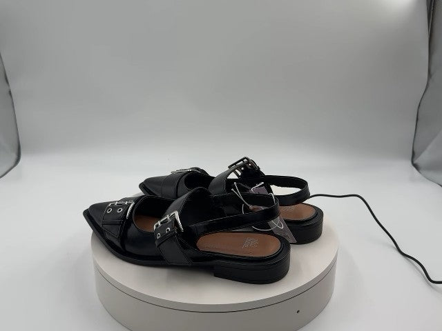 Women's Peyton Double Buckle Slingback Flats with Memory Foam Insole - Wild Fable Black 7: Medium Width, Block Heel, Closed Almond Toe
