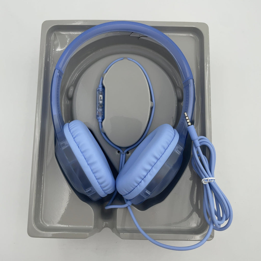 Wired On-Ear Translucent Jelly Headphones - heyday Peri-Blue: Over-Ear with Built-In Mic