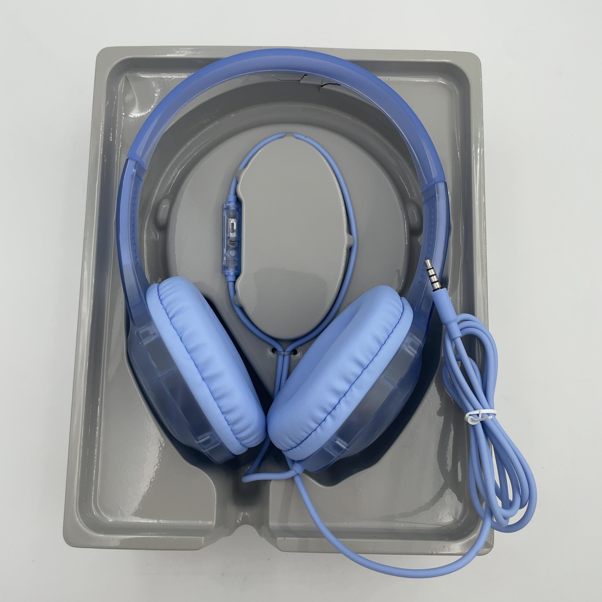 Wired On-Ear Translucent Jelly Headphones - heyday Peri-Blue: Over-Ear with Built-In Mic