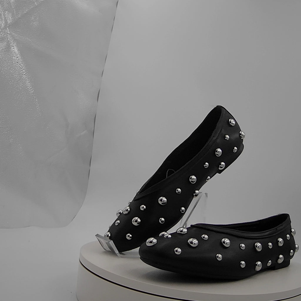 Women’s Sammie Studded Ballet Flats With Memory Foam Insole – A New Day Black 8
