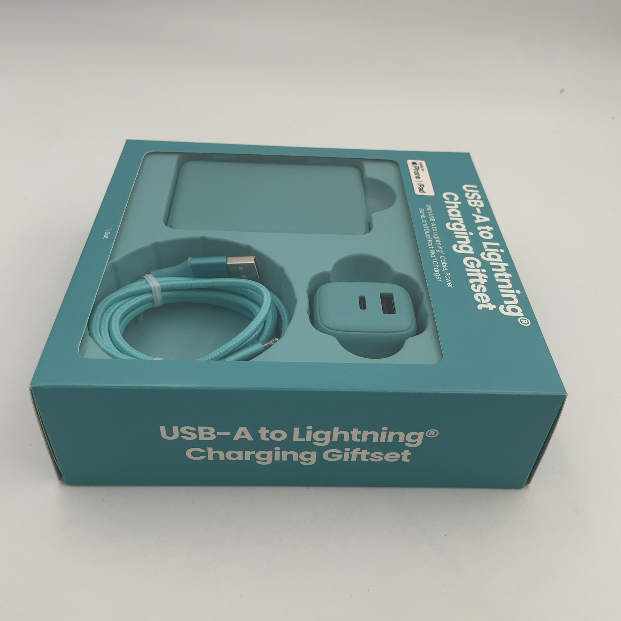 Gems Usb-A To Lightning Charging Gift Set With 5000Mmah Power Bank, Cable, And Wall Charger - Teal Blue (Please Be Advised That Sets May Be Missing Pieces Or Otherwise Incomplete.)