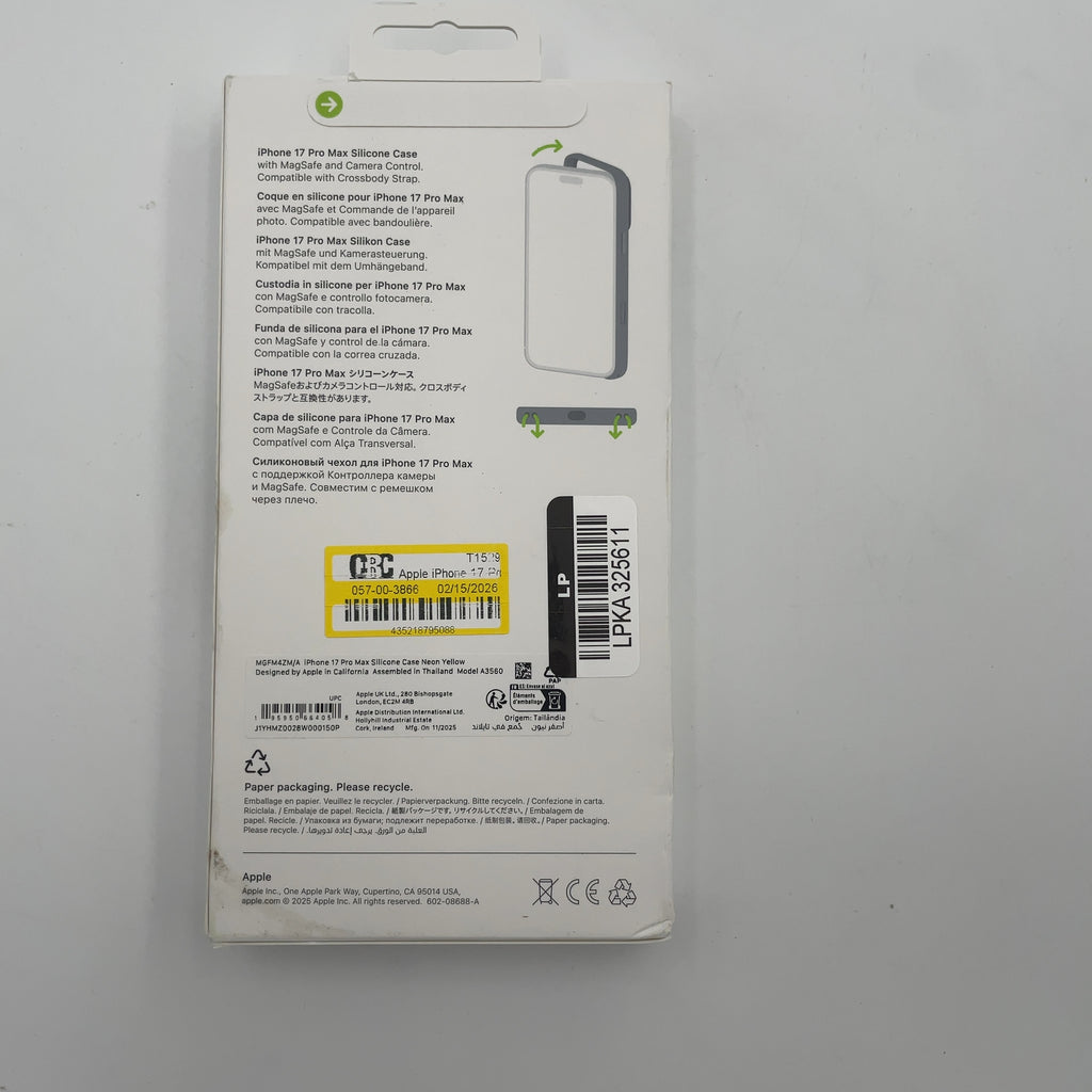 Apple Iphone 17 Pro Max Silicone Case With Magsafe – Neon Yellow