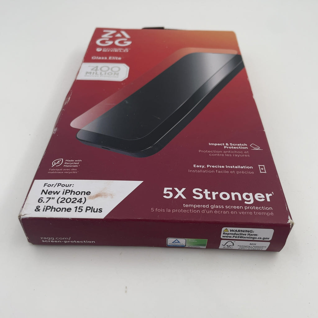 Zagg Apple Iphone 16 Plus/Iphone 15 Plus Glass Elite Screen Protector: Scratch-Resistant, Lightweight Design