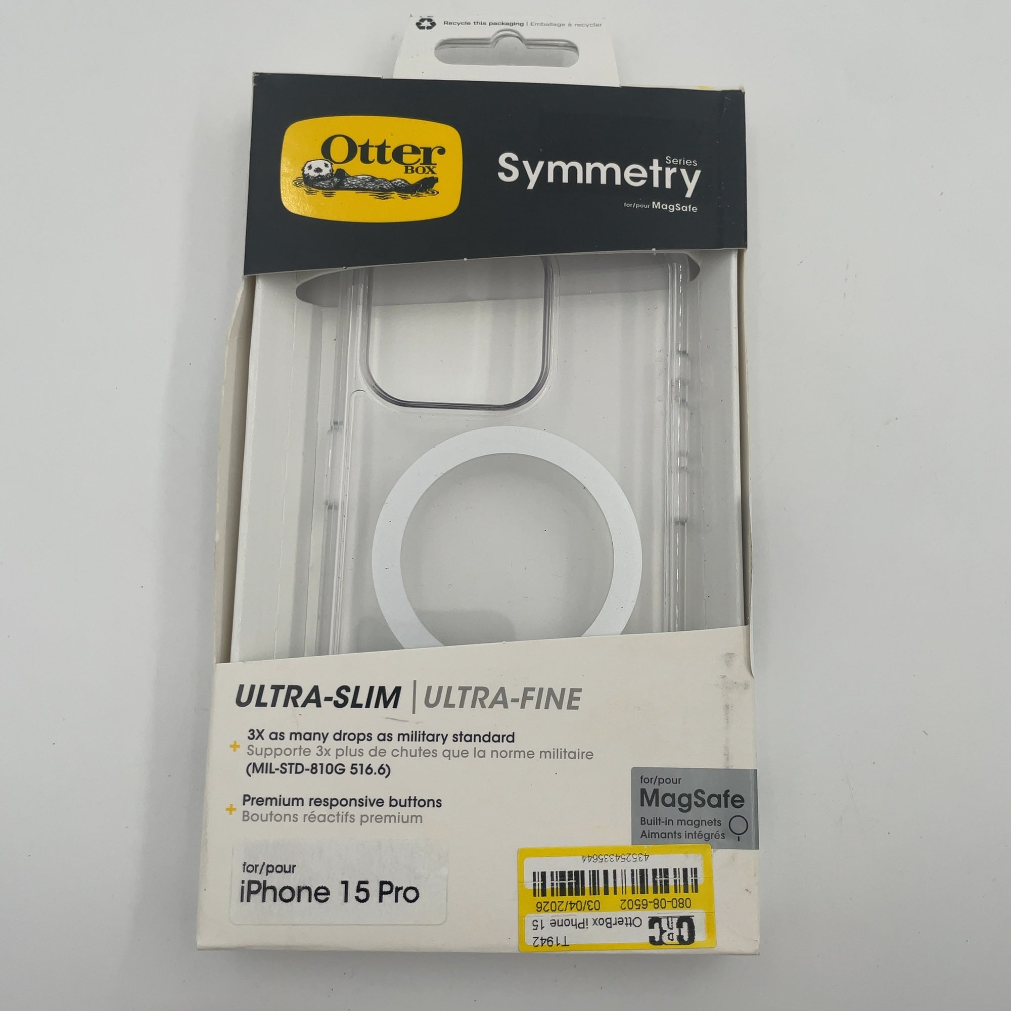 Otterbox Iphone 15 Pro Symmetry Series Clear Case With Magsafe - Clear: Polycarbonate, Solid Pattern