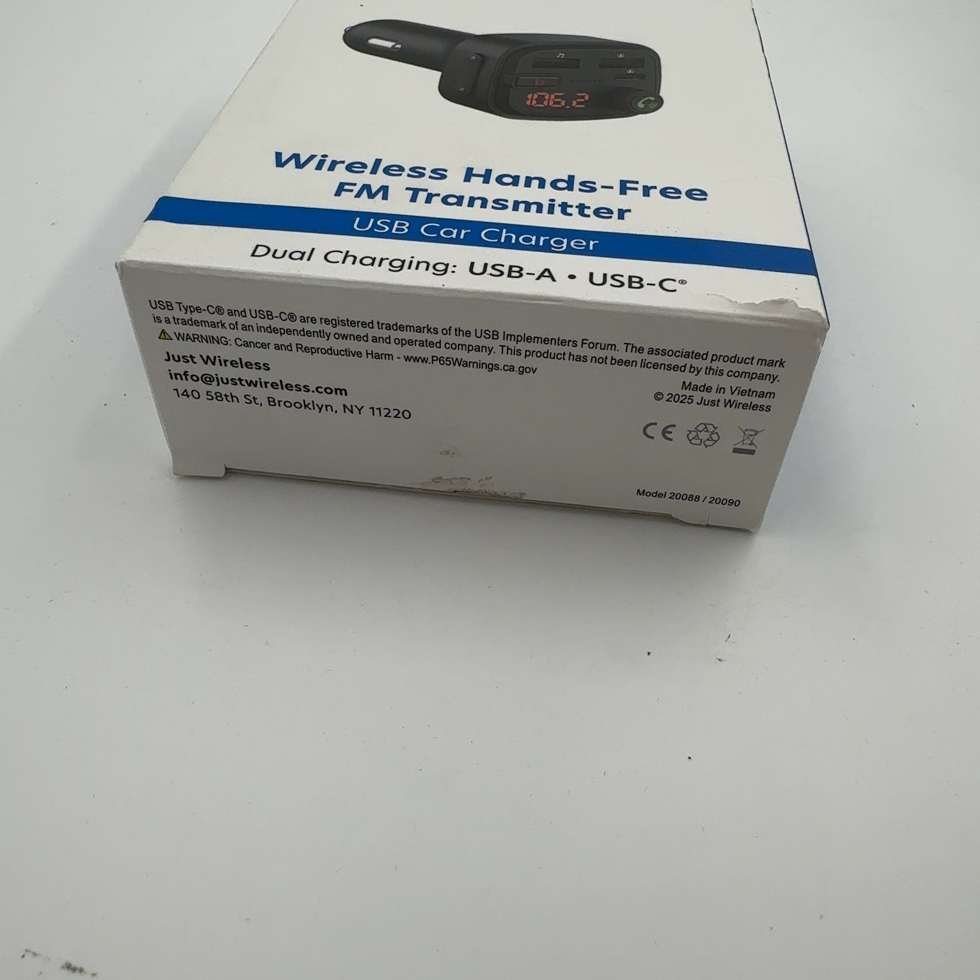 Just Wireless Bluetooth Fm Transmitter Type C And Usb-A Charging Port Bass Sound Booster - Black