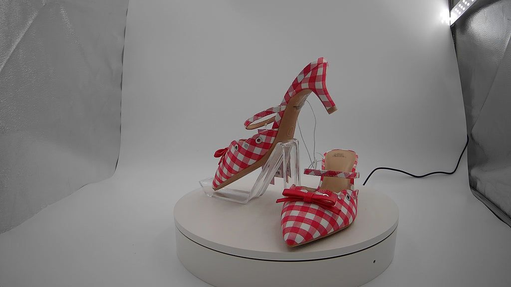 Women's Lysandra Gingham Eyelet Kitten Heels - Wild Fable Red 7: Slip-On, Pointed Toe, Louis Heel