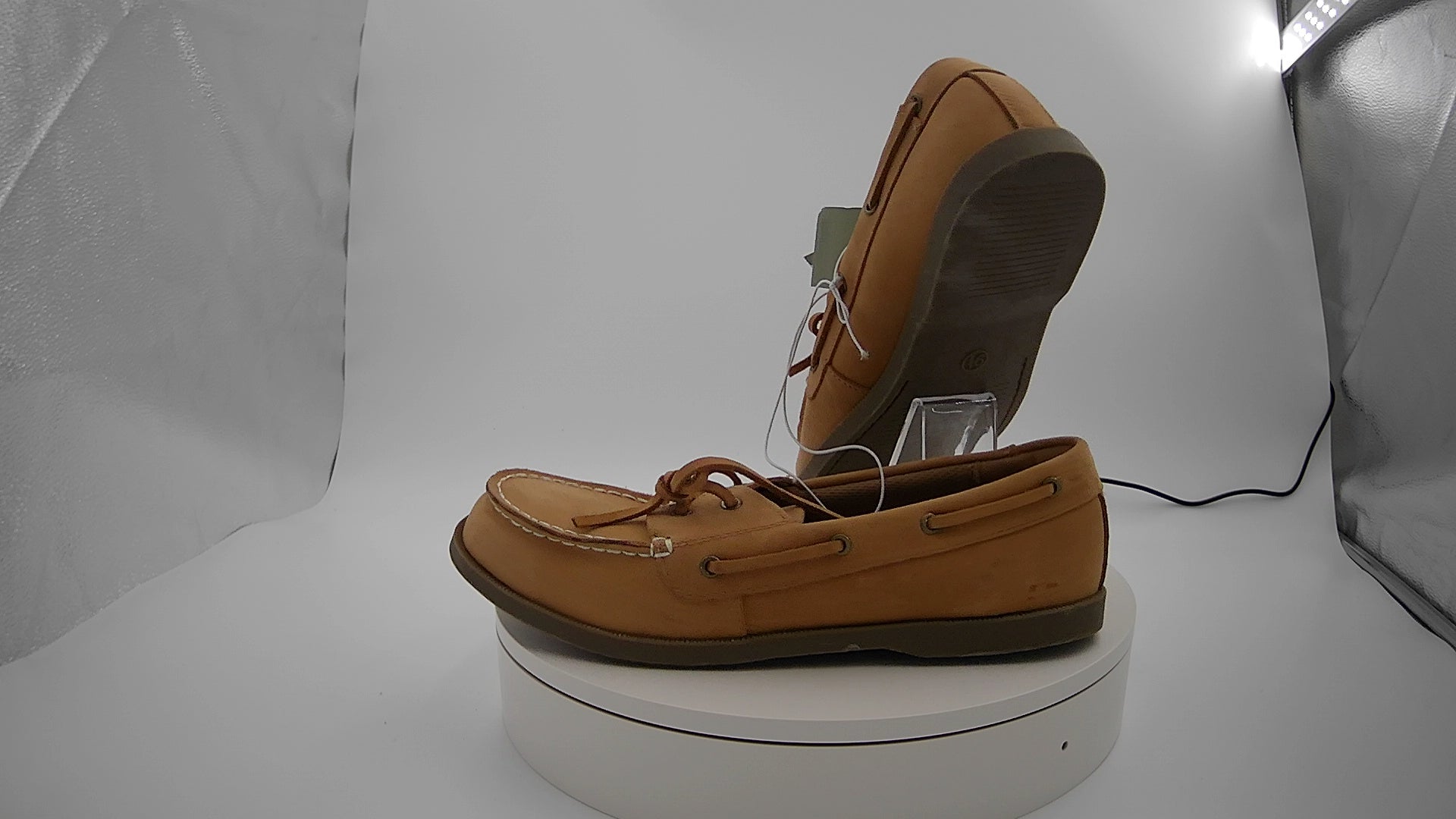 Men's Bennett Genuine Leather Loafers with Memory Foam Insole - Goodfellow & Co Cognac 9.5: Pull-On, Flexible Outsole