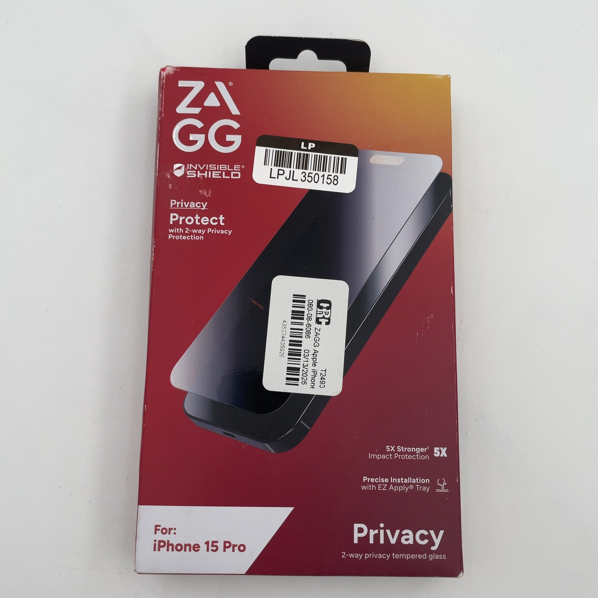 Zagg Apple Iphone 15 Pro Glass Elite Privacy Screen Protector: Scratch-Resistant, Anti-Fingerprint, Sturdy Construction
