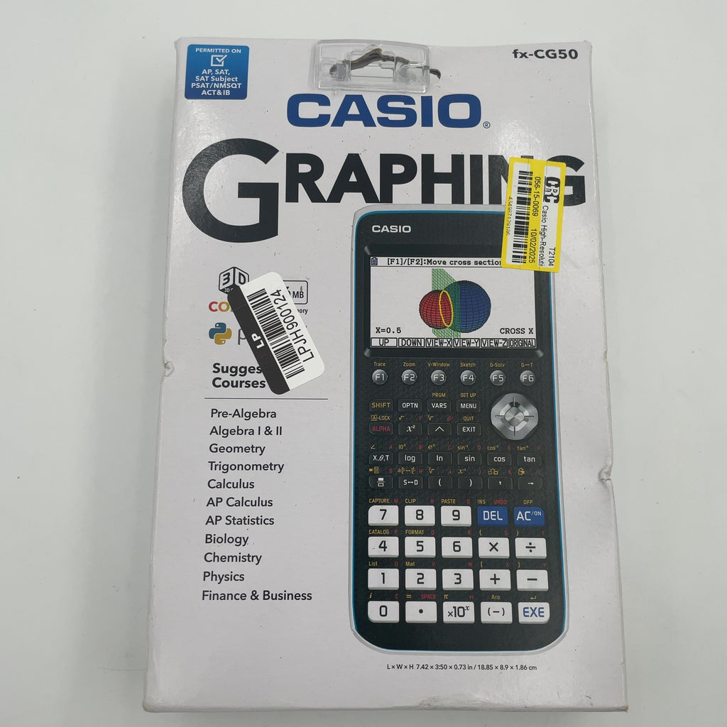 Casio High-Resolution 3D Color Graphing Calculator - Black (Fx-Cg50): Sat & Act Approved