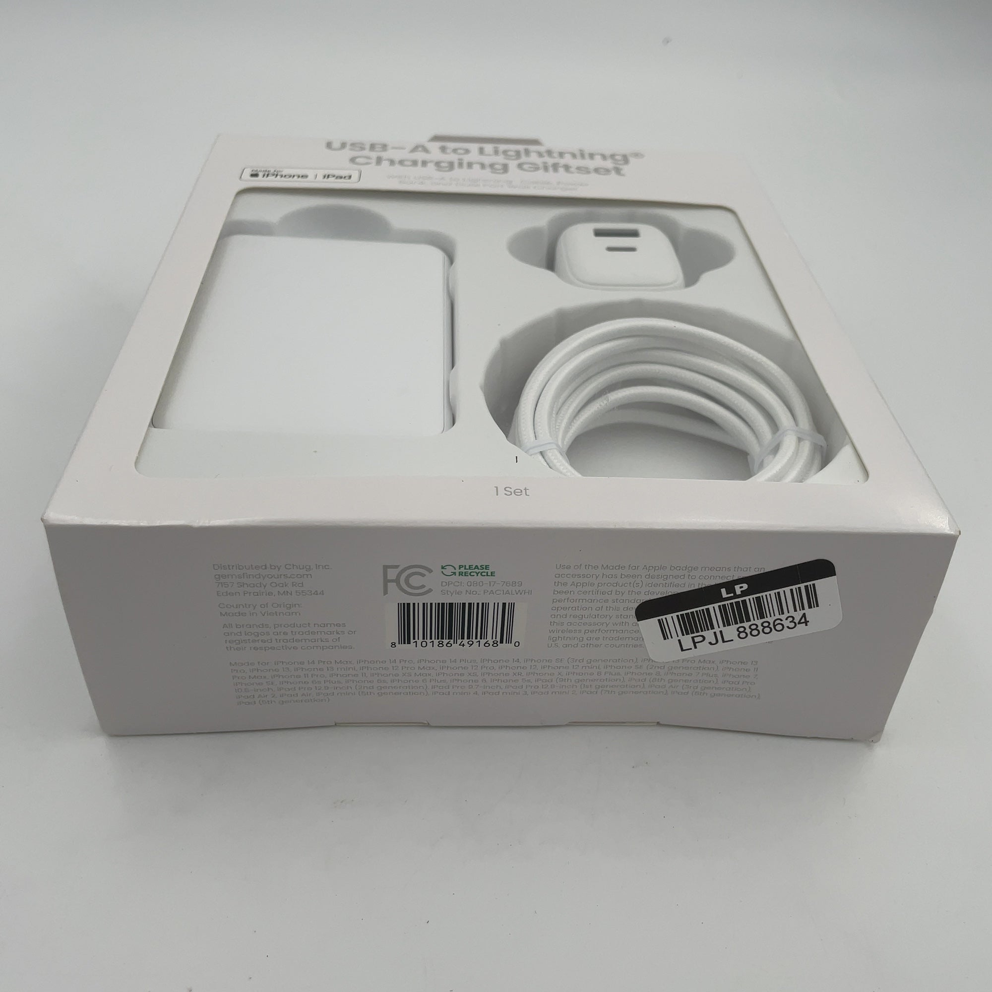 Gems Usb-A To Lightning Charging Gift Set With 5000Mmah Power Bank, Cable, And Wall Charger - White (Please Be Advised That Sets May Be Missing Pieces Or Otherwise Incomplete.)