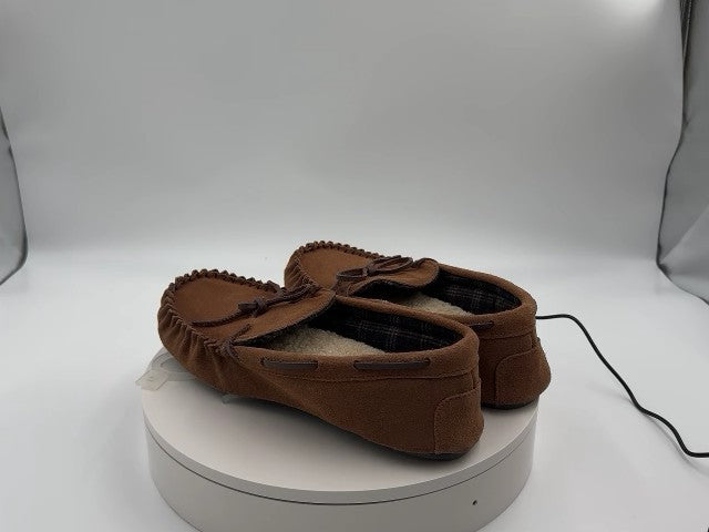 Men's Topher Moccasin Slippers - Goodfellow & Co Chestnut 11: Suede Upper, Indoor/Outdoor Sole, Slip-On Design
