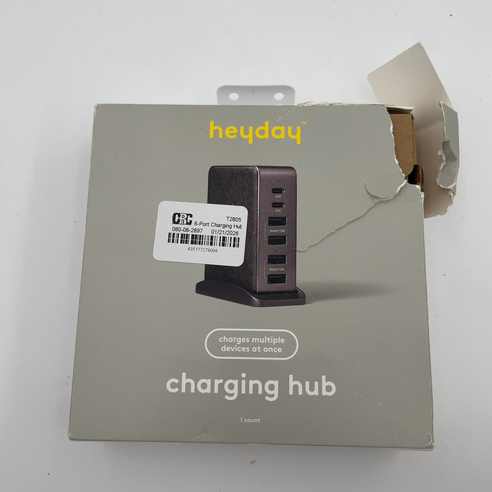 6-Port Charging Hub Vertical 2C + 4A - Heyday Black Saffiano: Usb Tower Charger