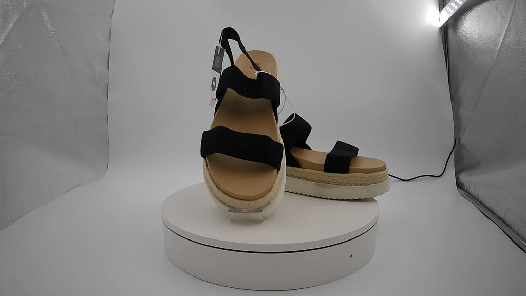 Women's Elliot Stretch Strappy Platform Sandals - Wild Fable Black 11: Adjustable Elastic Strap, Open Round Toe, Textured Outsole