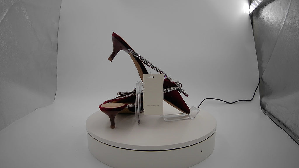 Women’s Gwen Rhinestone Bow Heels - A New Day Burgundy 7