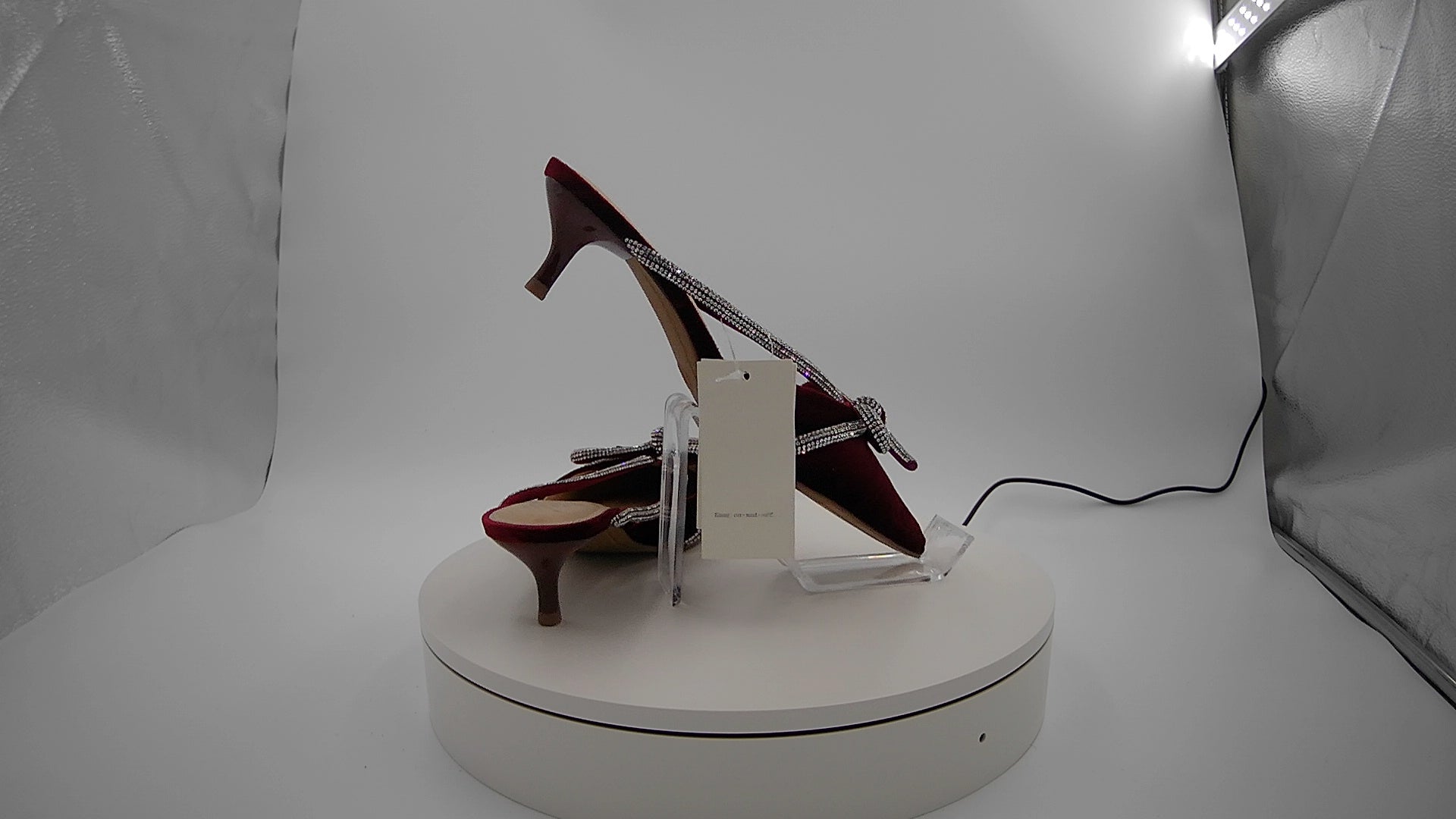 Women’s Gwen Rhinestone Bow Heels - A New Day Burgundy 7