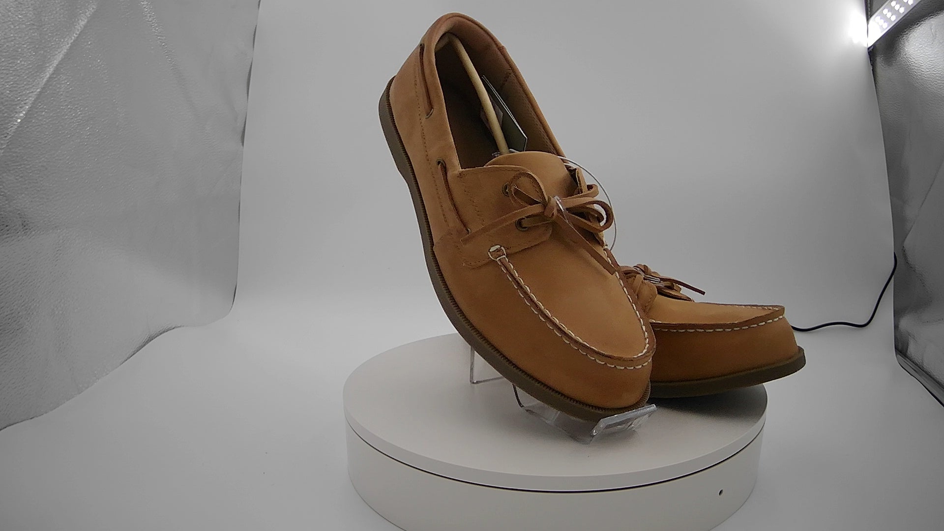 Men's Bennett Genuine Leather Loafers with Memory Foam Insole - Goodfellow & Co Cognac 10: Pull-On, Flexible TPR Outsole, Round Toe