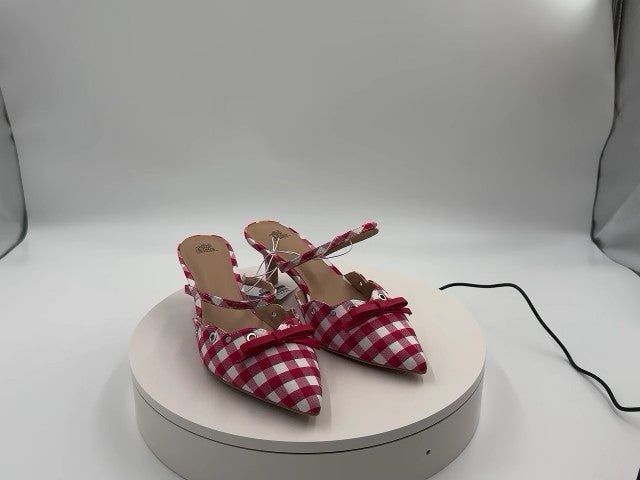 Women's Lysandra Gingham Eyelet Kitten Heels - Wild Fable Red 6.5: Slip-On Pumps, Pointed Toe, 2" Louis Heel, Medium Width