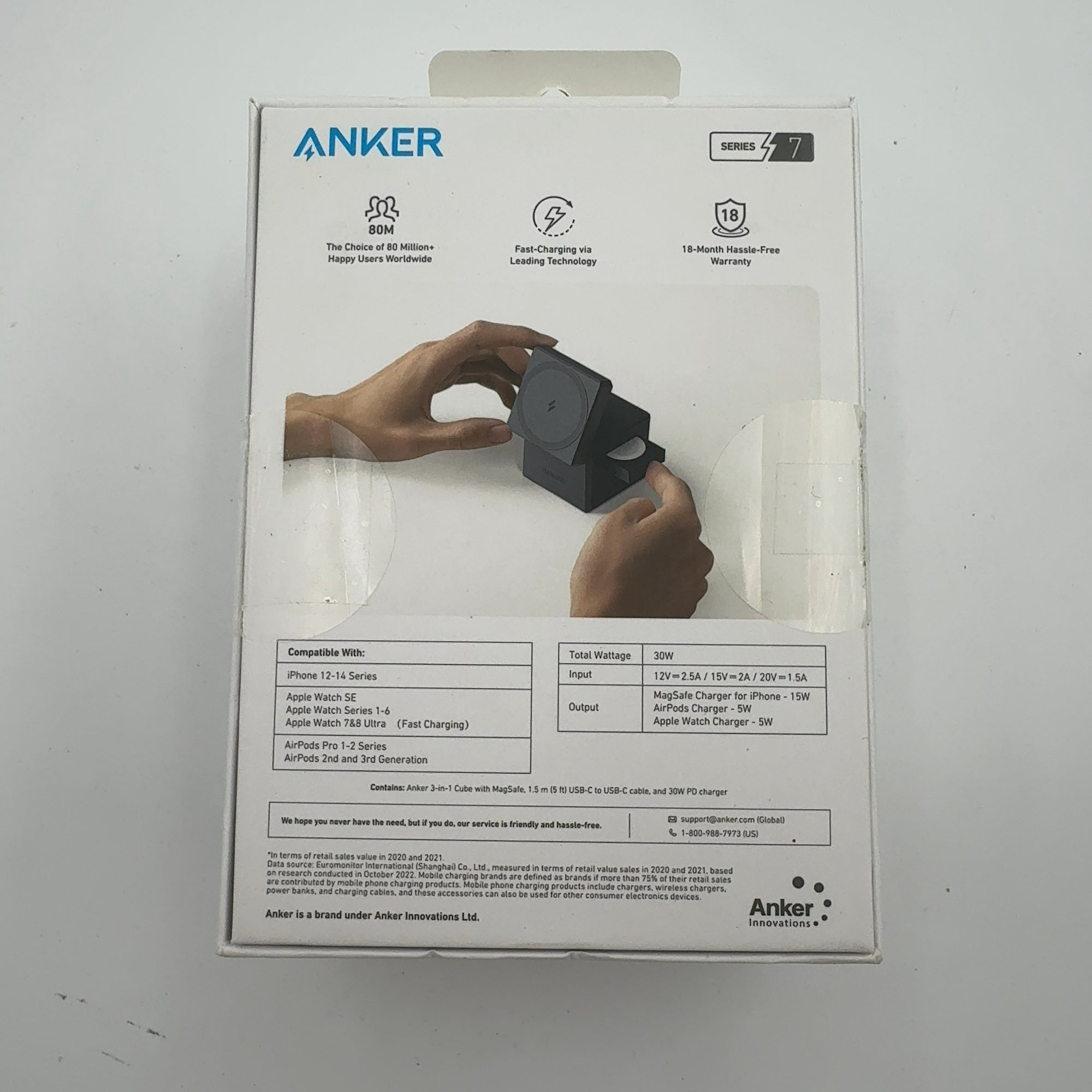 Anker 3-In-1 Cube With Magsafe - Black: Usb-C Wireless Charger For Apple Iphone