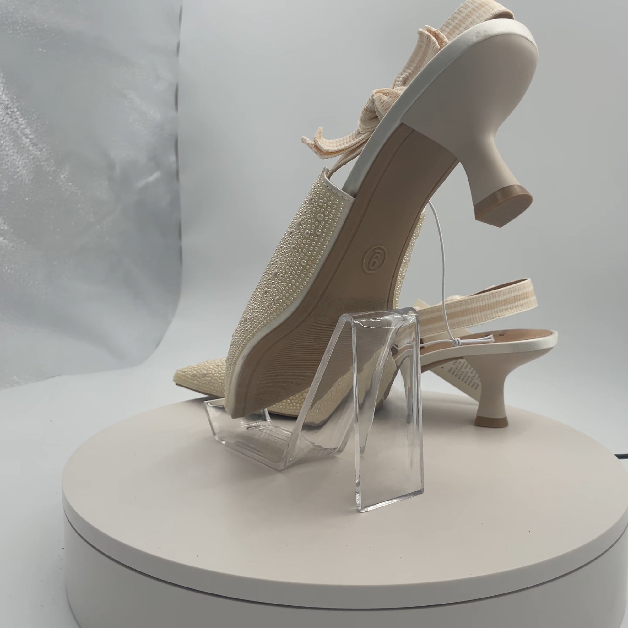 Women's Milan Pearl Slingback Heels - A New Day Ivory 9: Closed Pointed Toe, Cushioned Insole, Satin Finish, Medium Width