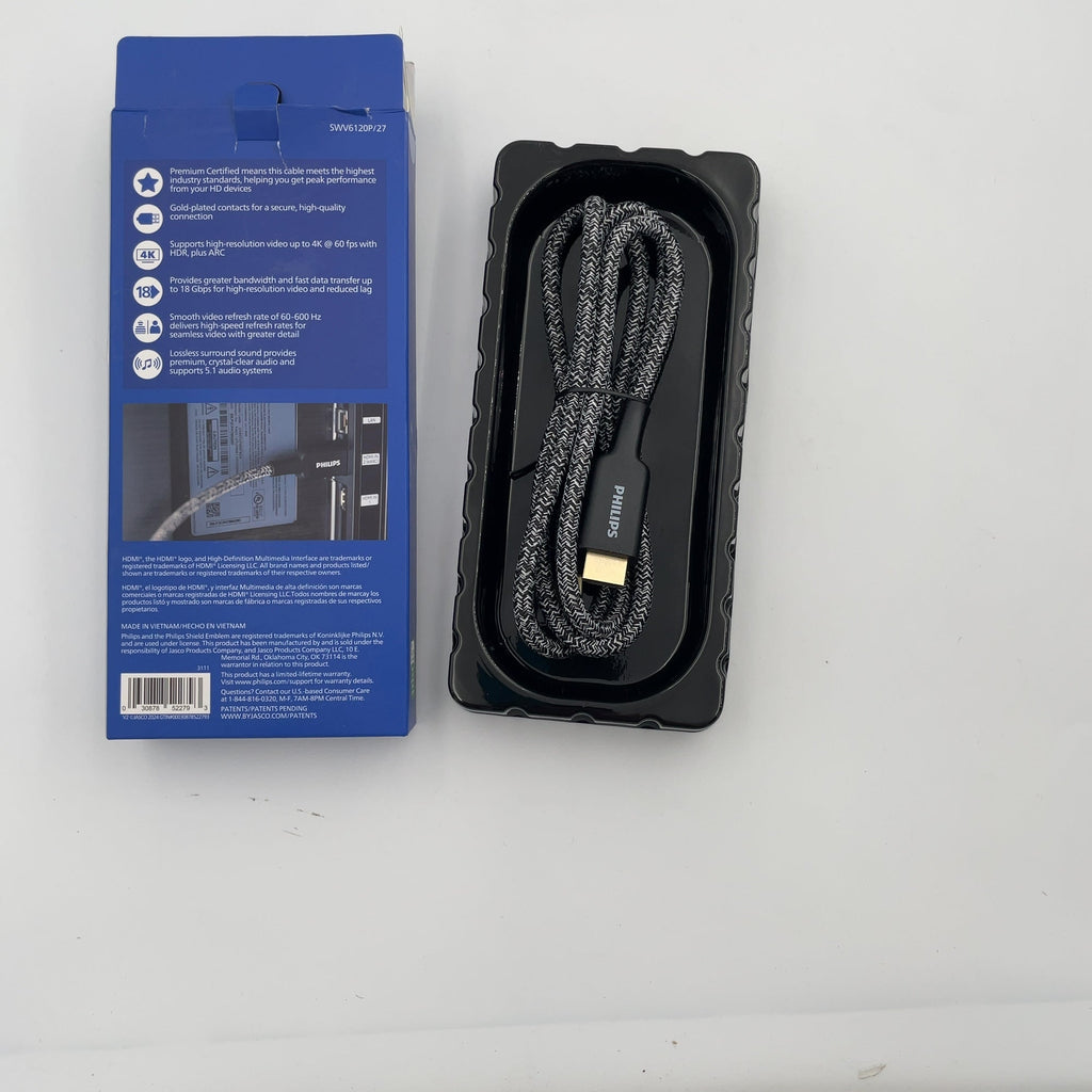 Philips 4' Elite Premium High-Speed Hdmi Cable With Ethernet, 4K@60Hz - Braided: Male-To-Male Connections