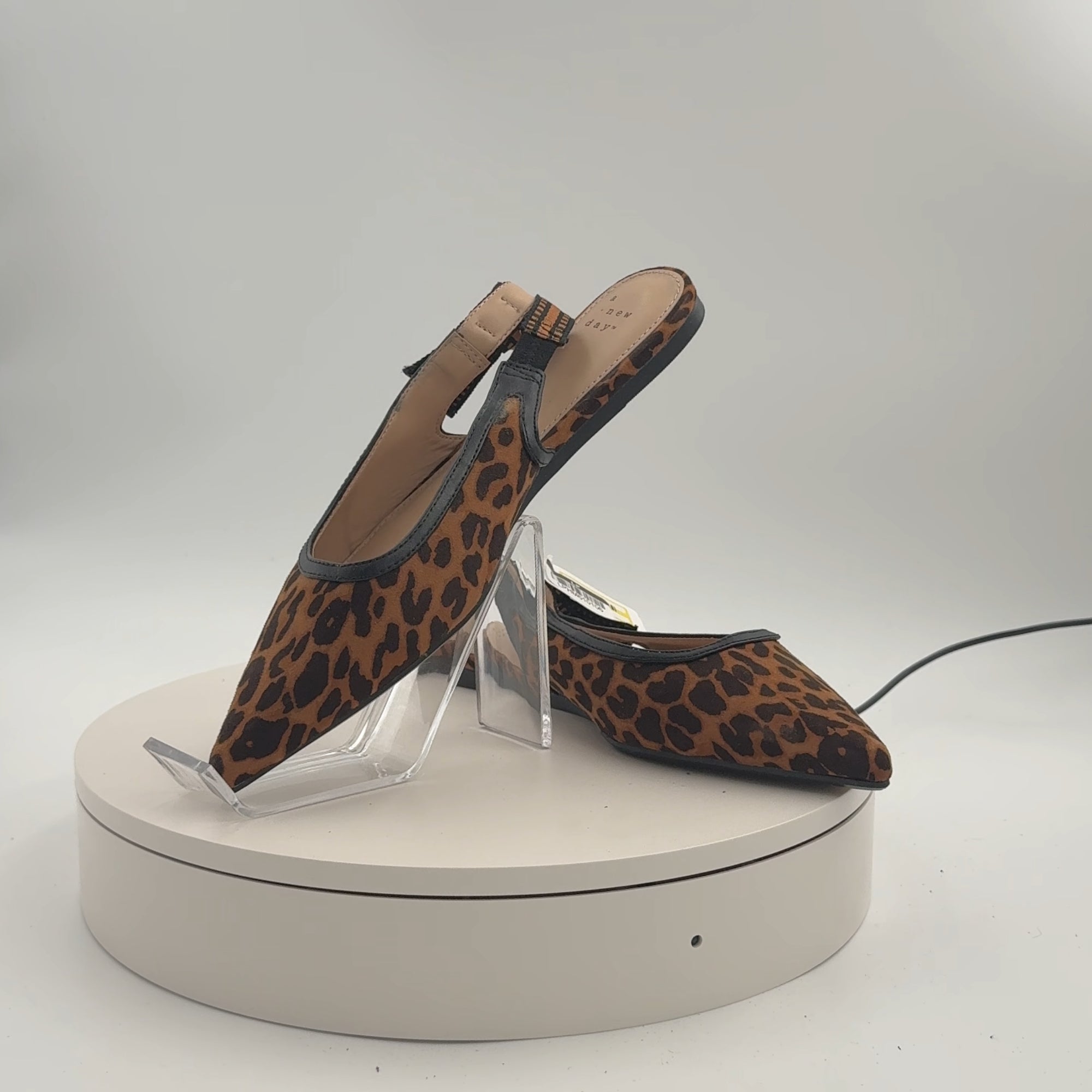 Women's London Sling Back Flats - A New Day Brown 7.5: Slip-On Tuxedo Style, Cushioned Insole, Pointed Toe, Textured Outsole