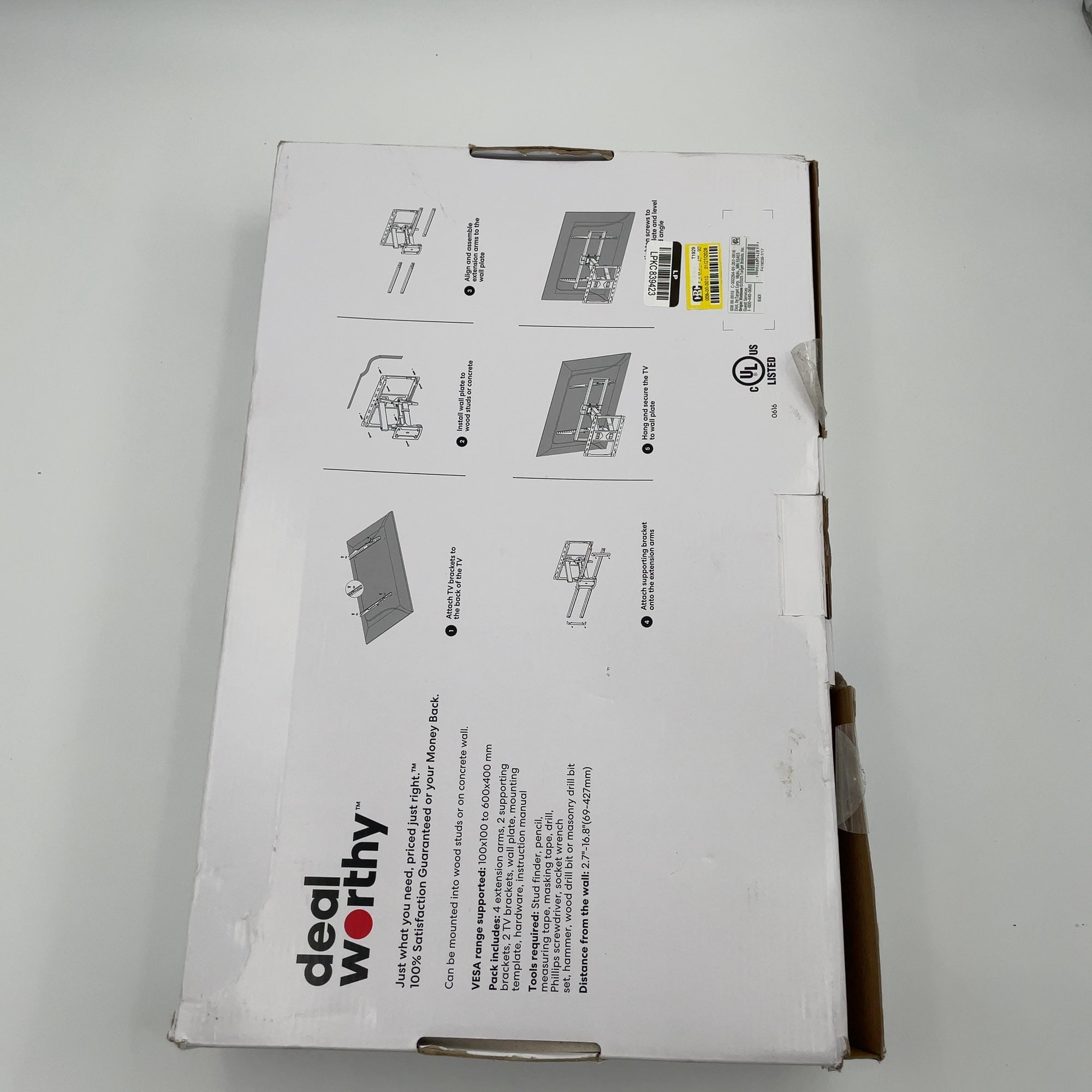 Full Motion 40" - 90" Tv Mount - Dealworthy: Steel, 120Lb Capacity