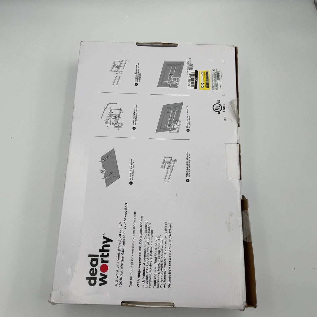 Full Motion 40" - 90" Tv Mount - Dealworthy: Steel, 120Lb Capacity