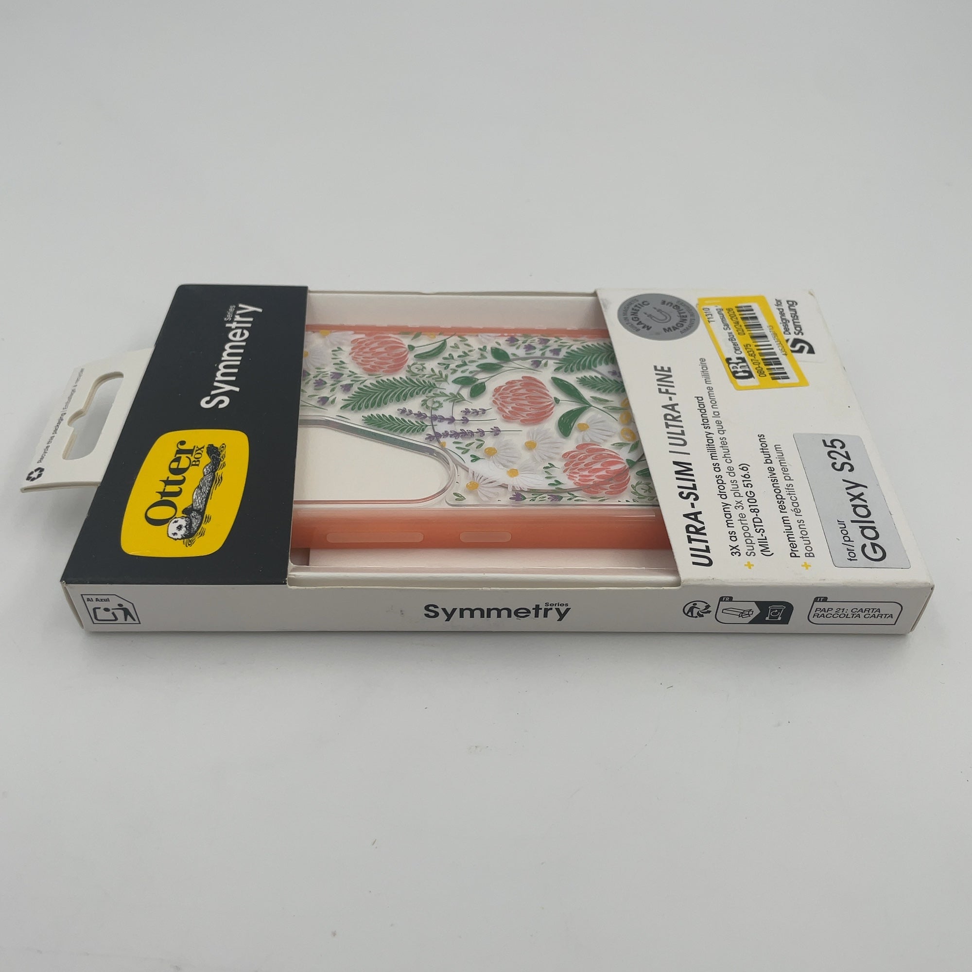 Otterbox Samsung Galaxy S25 Symmetry Series Case With Magnets - Peachy Bloom: Solid Plastic Cell Phone Cover