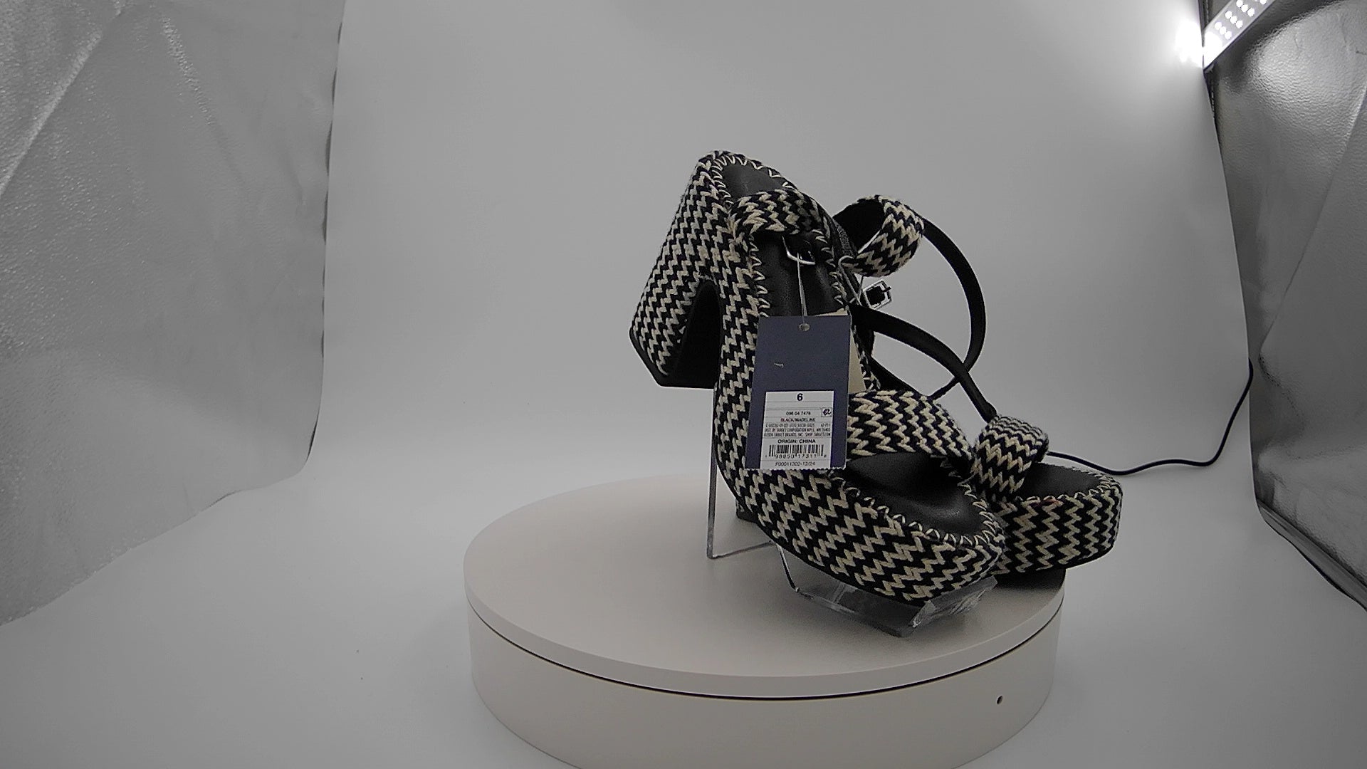 Women's Madeline Woven Platform Sandal Heels with Memory Foam Insole - Universal Thread Black 6: Ankle Strap, Block Heel