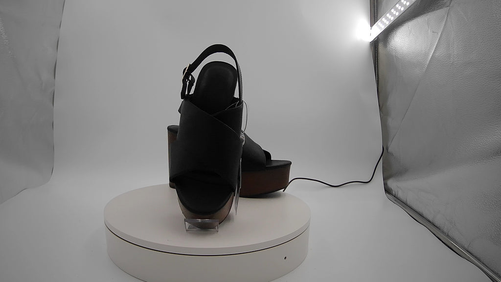 Women's Naomi Wood Wedge Heels with Memory Foam Insole - Universal Thread Black 6: Ankle Strap, Open Toe