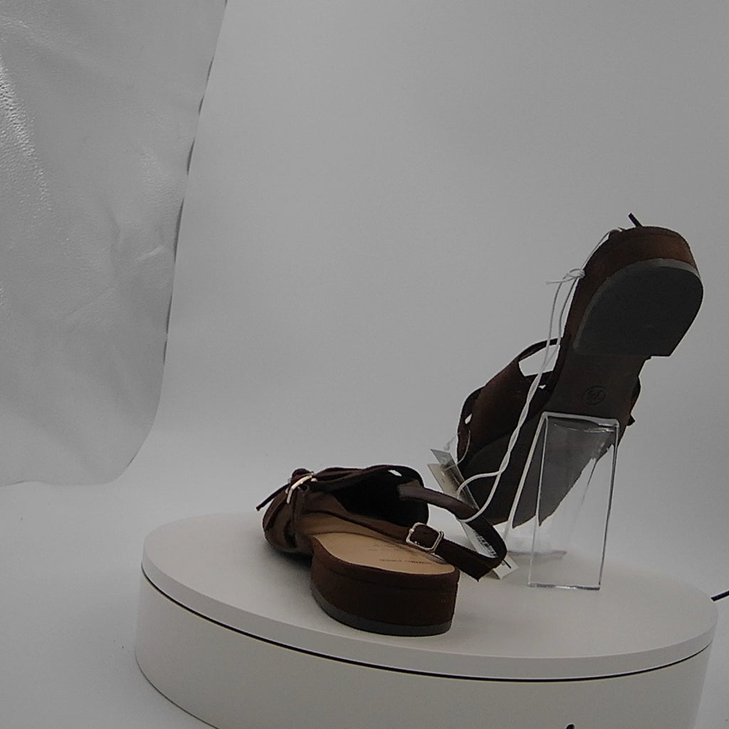 Women's Twiggy Multi Buckle Mini Heel Flats With Memory Foam Insole - A New Day Brown 7.5: Faux Suede, Pointed Toe