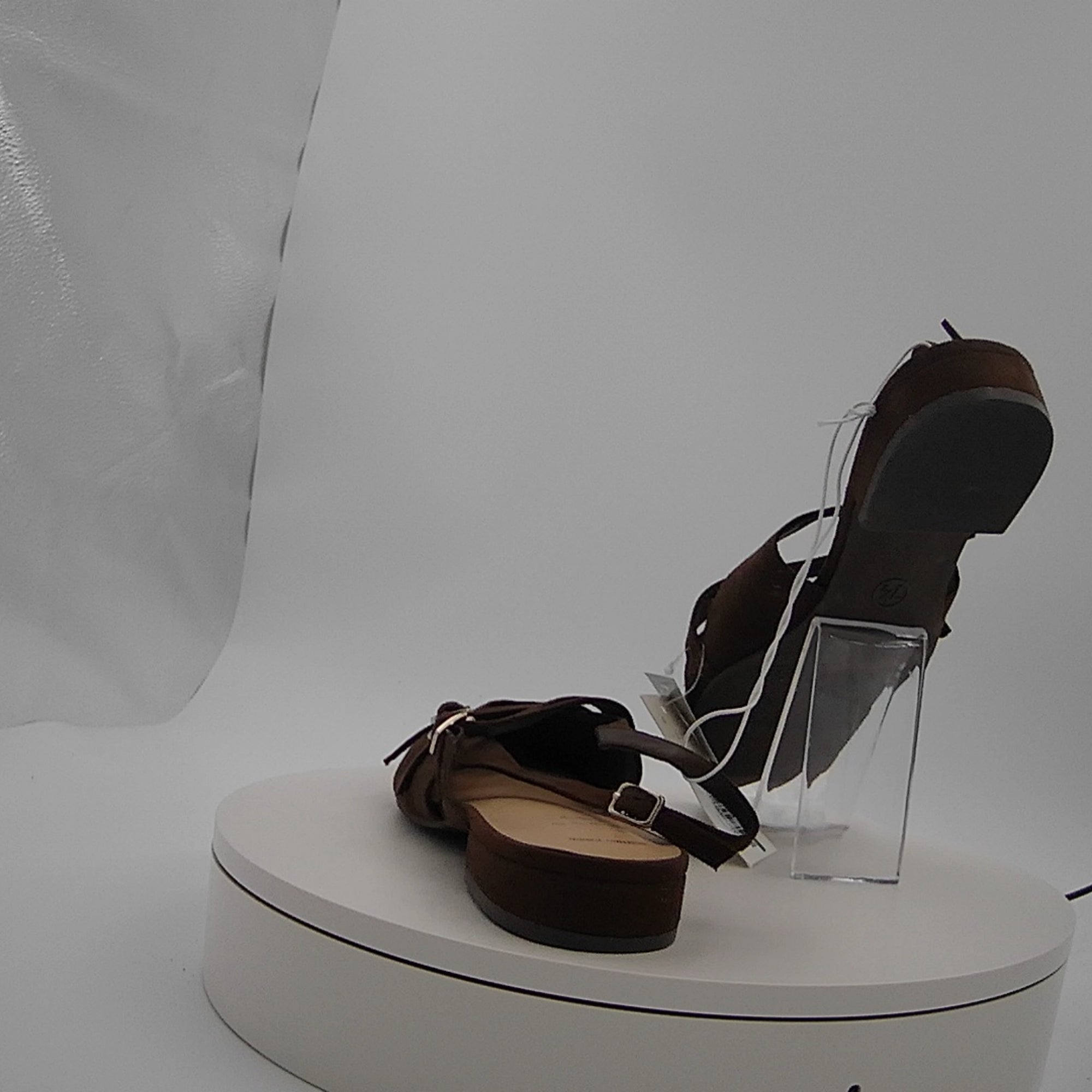 Women's Twiggy Multi Buckle Mini Heel Flats With Memory Foam Insole - A New Day Brown 7.5: Faux Suede, Pointed Toe