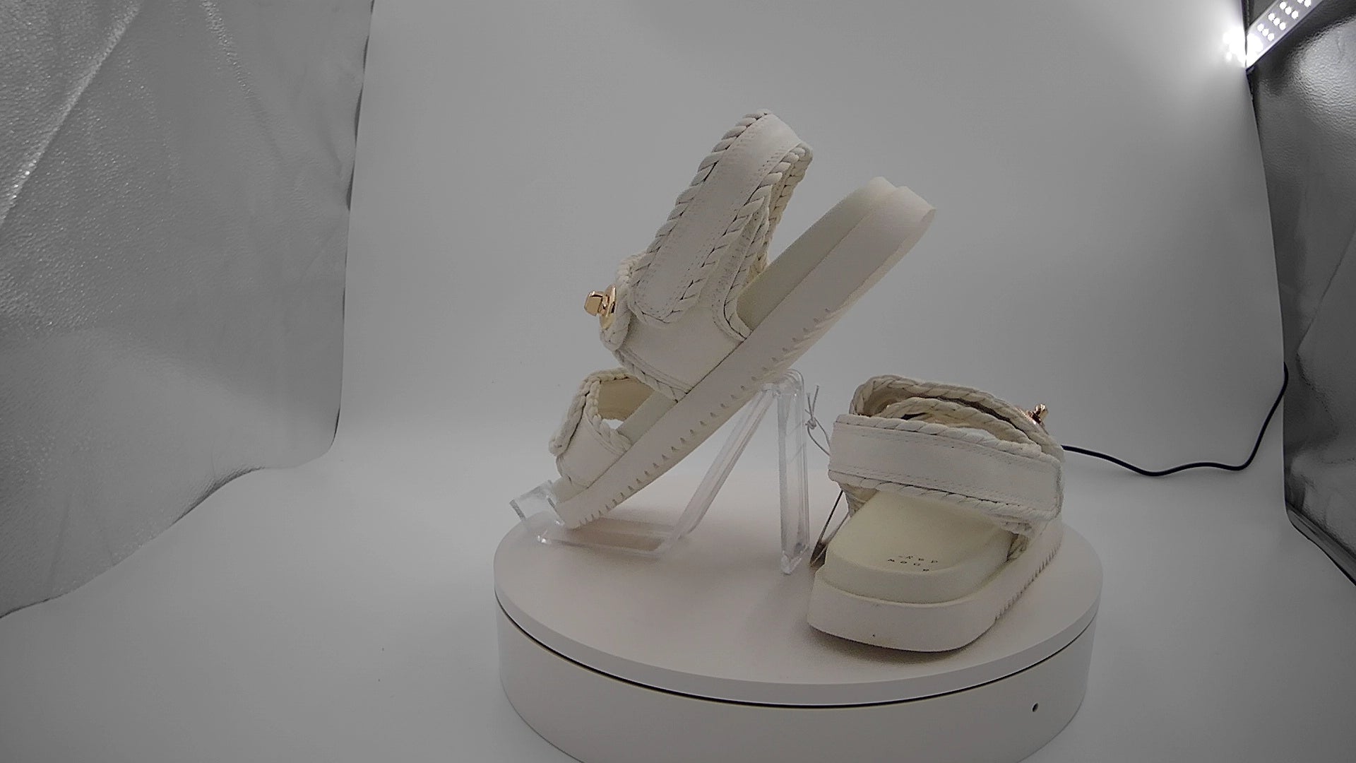 Women's Tilly Platform Footbed Sandals - A New Day Off-White 7: Cushioned Insole, Hook & Loop Closure