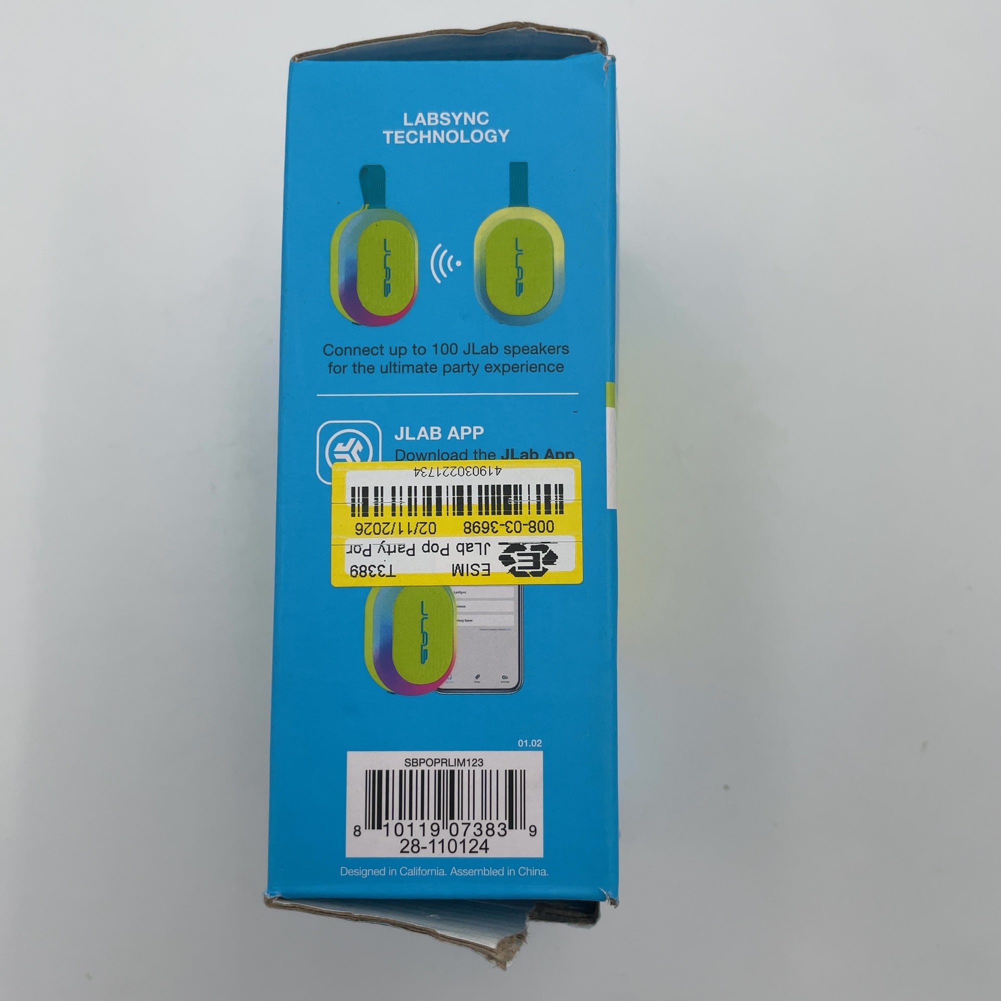 Jlab Pop Party Portable Speaker - Lime Green: Waterproof, Usb-C, Bluetooth, Led Light