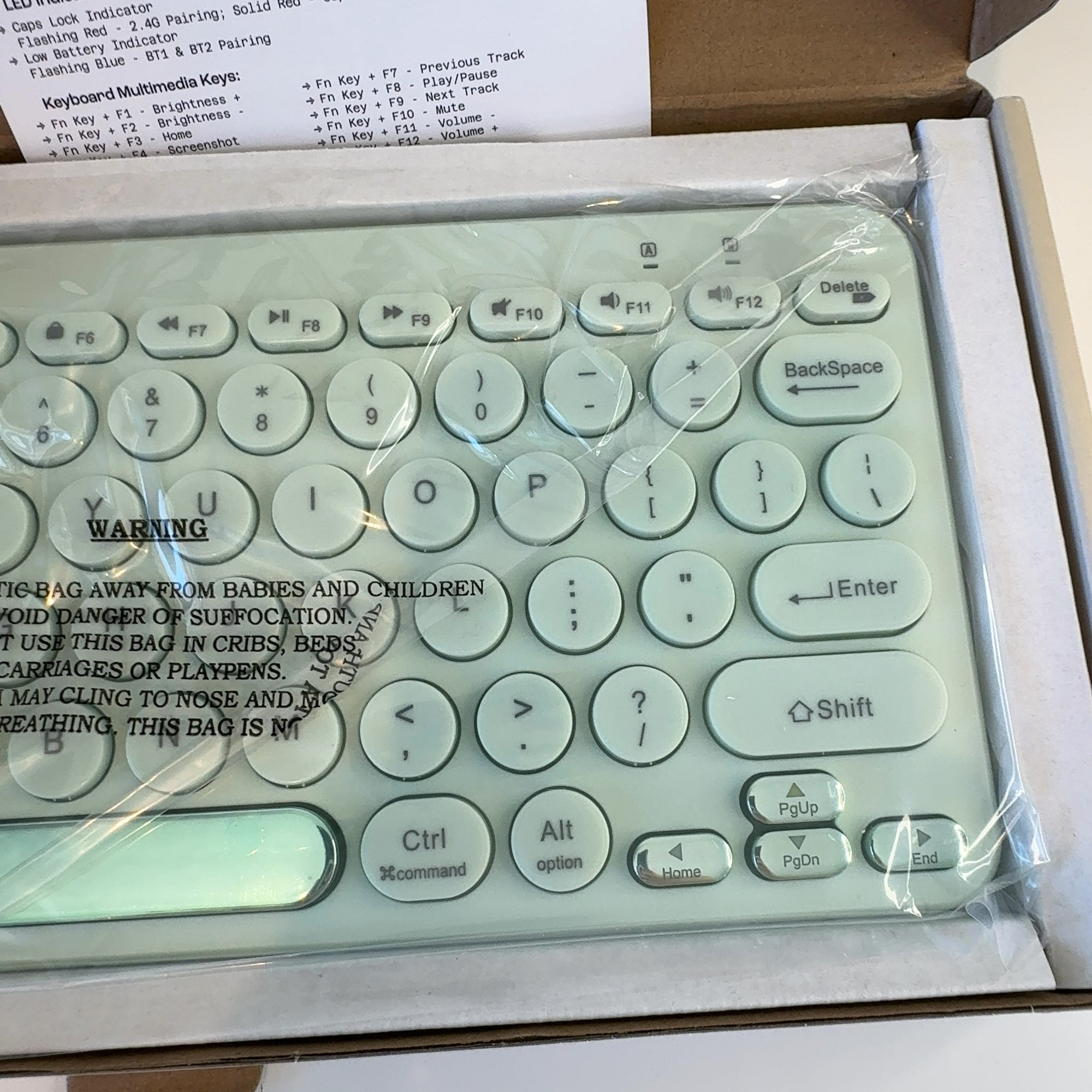 North Compact Round Key Wireless Keyboard - Mint Green