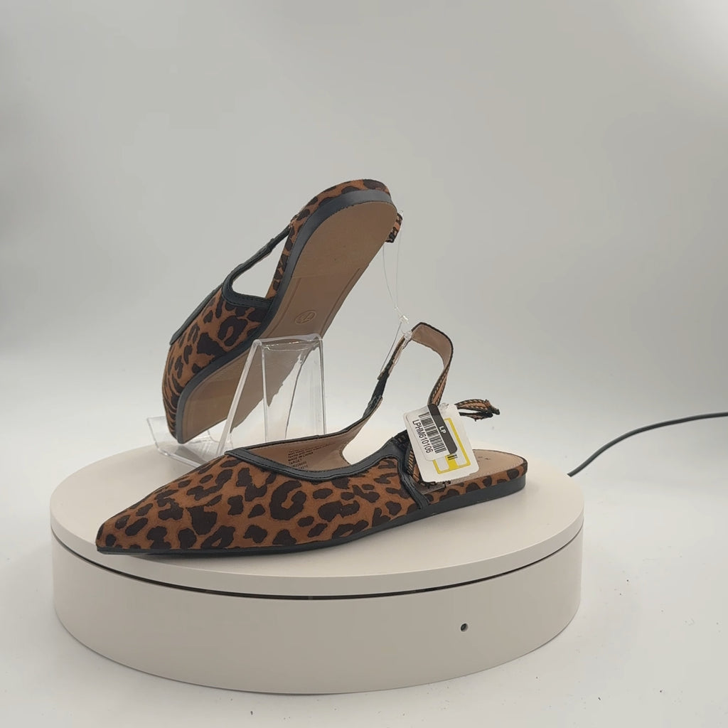 Women's London Sling Back Flats - A New Day Brown 7.5: Slip-On Tuxedo Style, Cushioned Insole, Pointed Toe, Textured Outsole