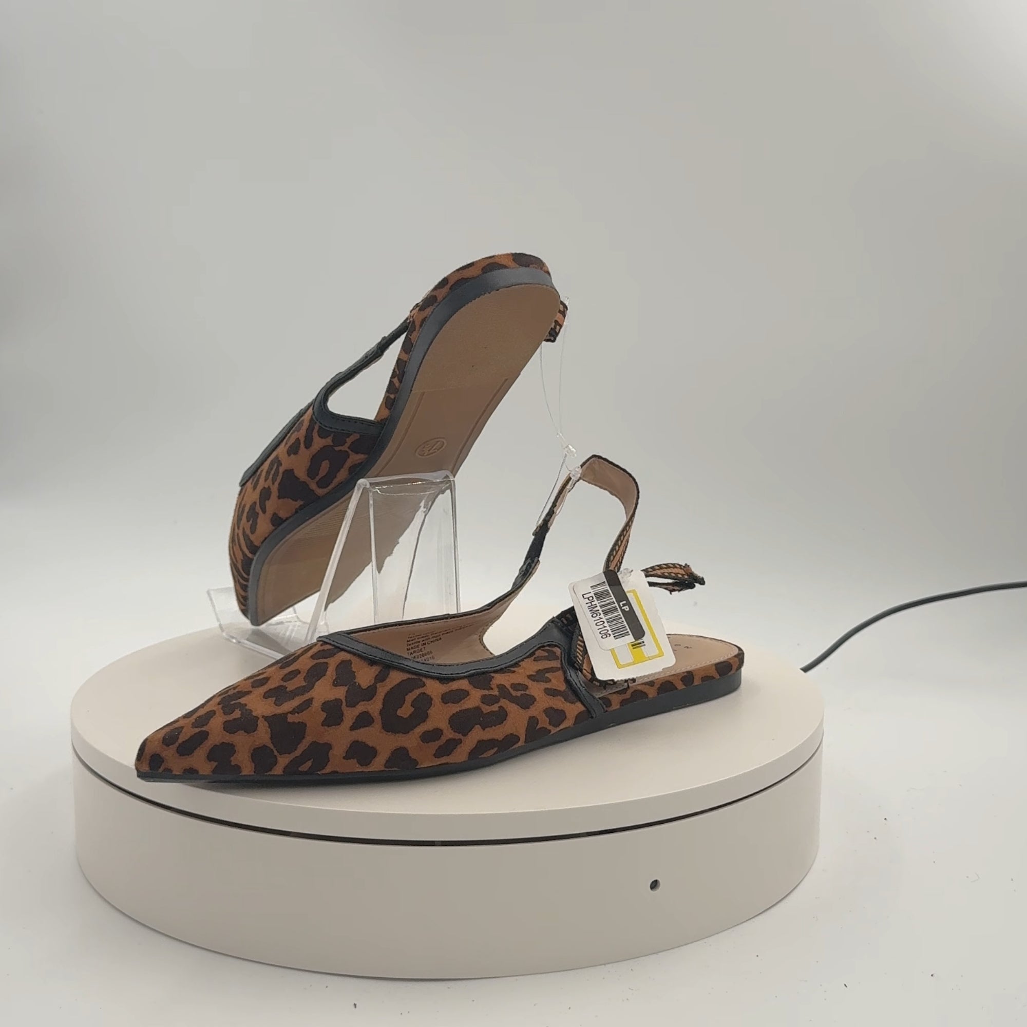Women's London Sling Back Flats - A New Day Brown 7.5: Slip-On Tuxedo Style, Cushioned Insole, Pointed Toe, Textured Outsole