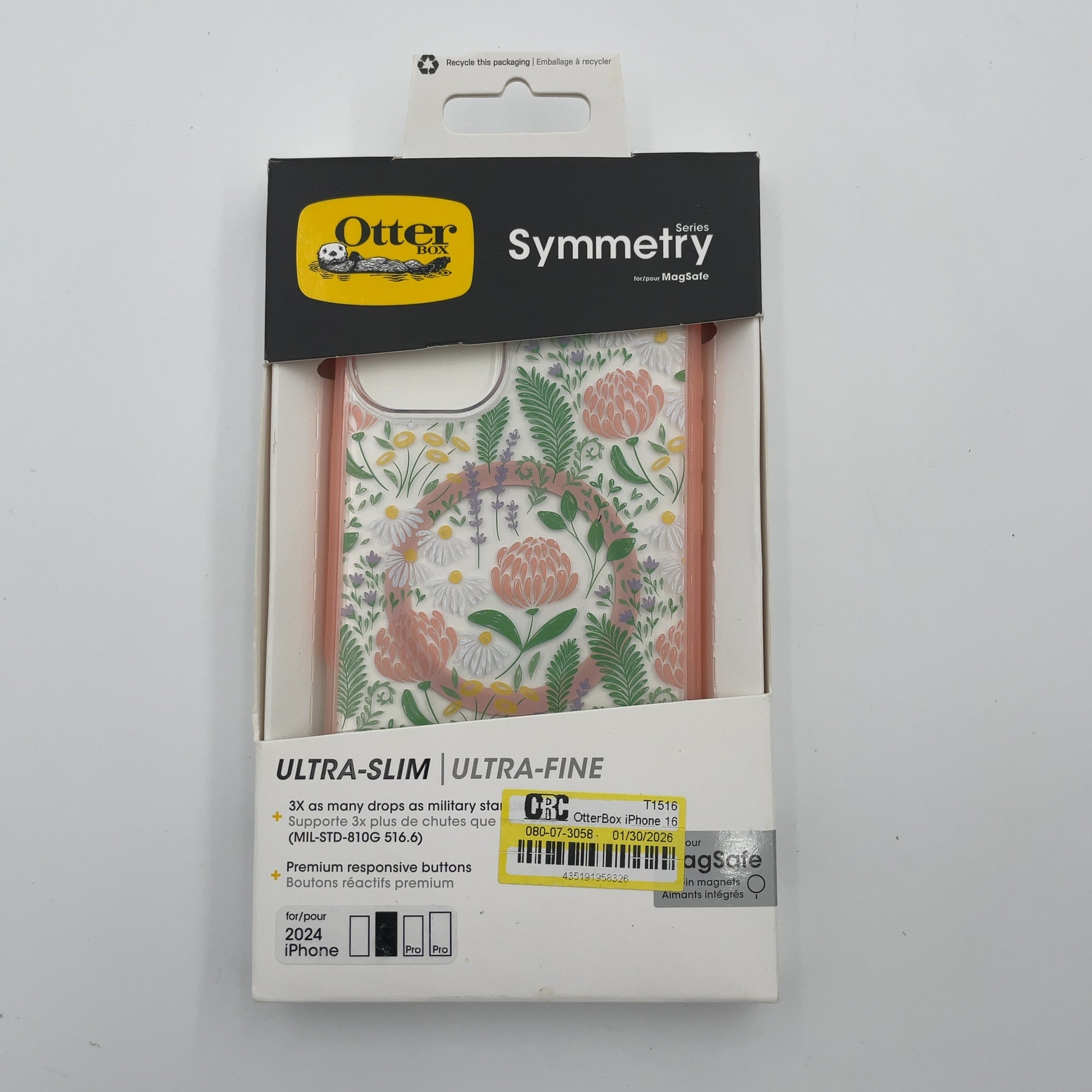 OtterBox iPhone 16 Plus Symmetry Series Case with MagSafe - Peachy Bloom: Plastic Solid Pattern, MagSafe Compatible