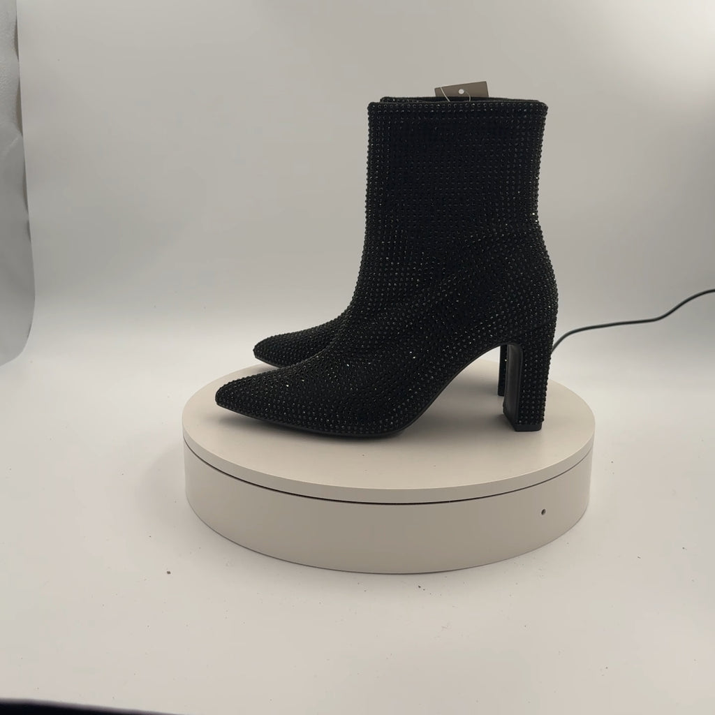 Women’s Gloria Low Shaft Heeled Rhinestones Boots With Memory Foam Insole - A New Day Jet Black 7.5