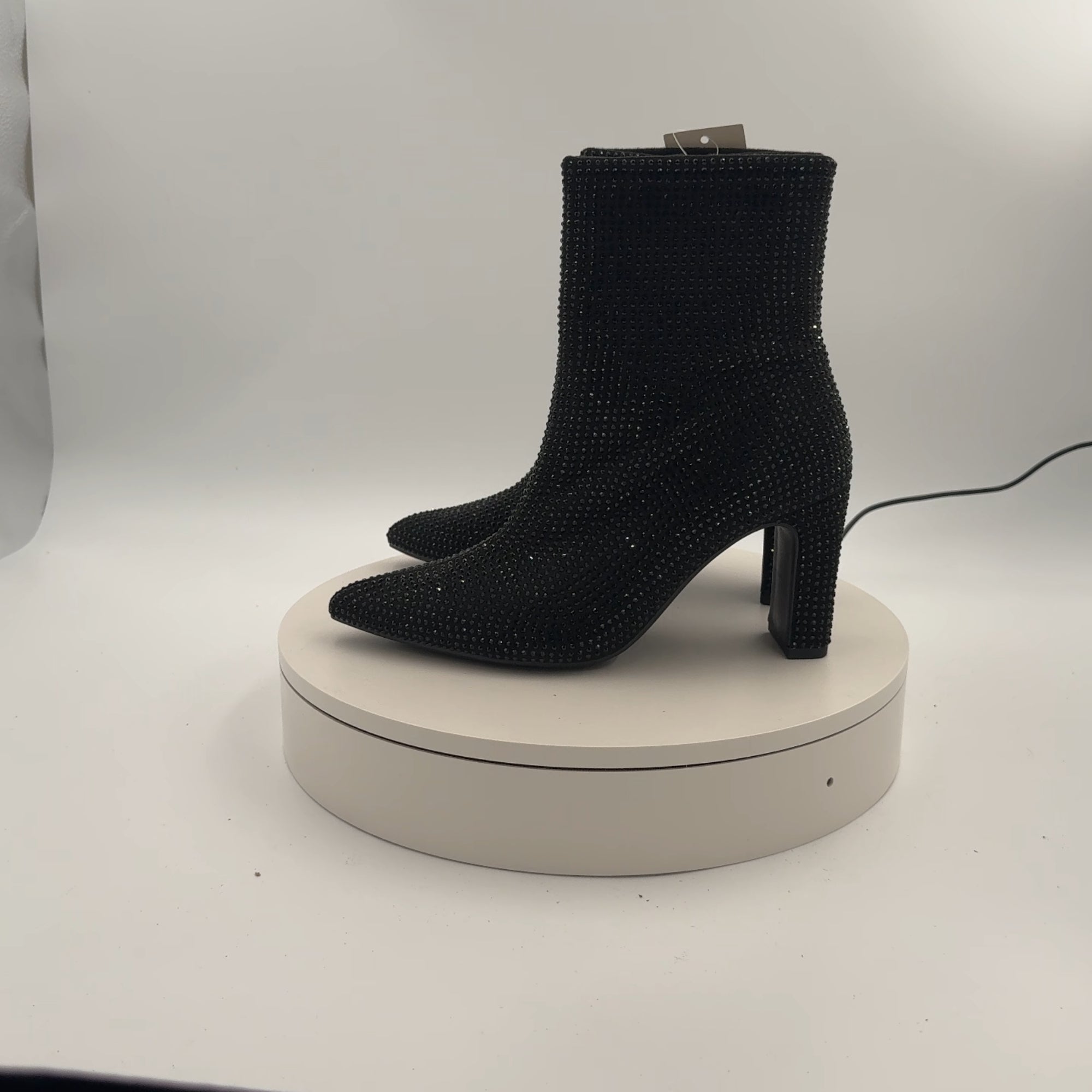 Women’s Gloria Low Shaft Heeled Rhinestones Boots With Memory Foam Insole - A New Day Jet Black 7.5