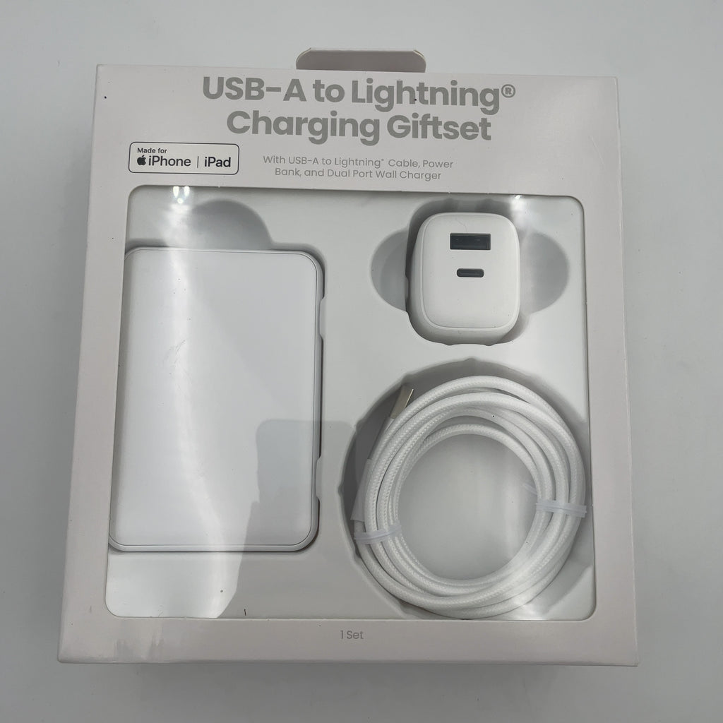 Gems Usb-A To Lightning Charging Gift Set With 5000Mmah Power Bank, Cable, And Wall Charger - White (Please Be Advised That Sets May Be Missing Pieces Or Otherwise Incomplete.)