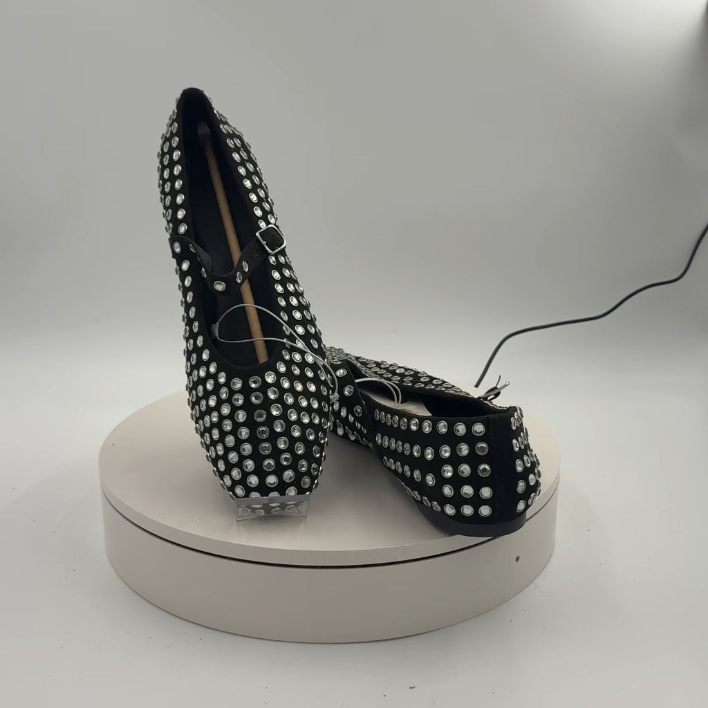 Women's Issa Rhinestone Mary Jane Ballet Flats - A New Day Black 11: Medium Width, Pull-On Style